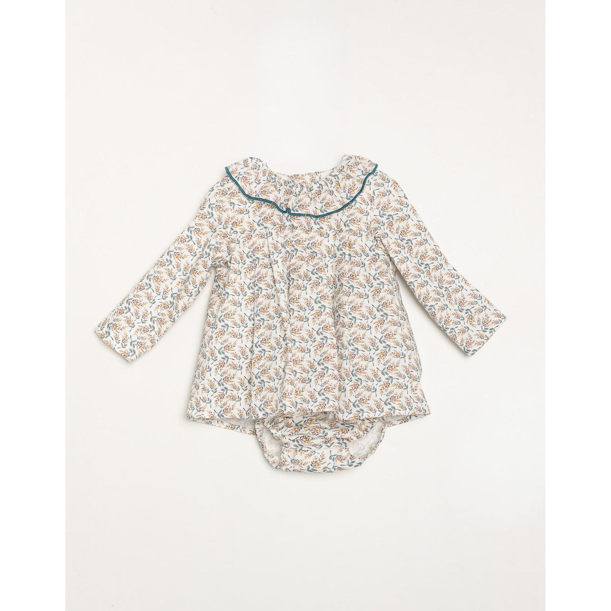 Vestido Canesu Doble Flor Mostaza