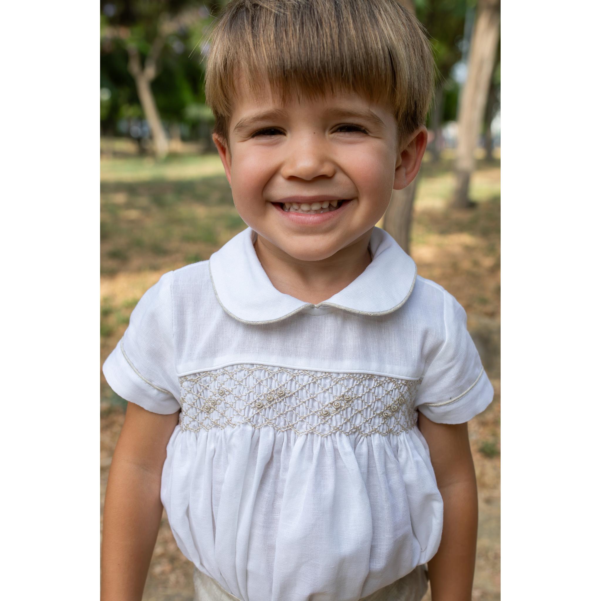Beige Boy Smock Set