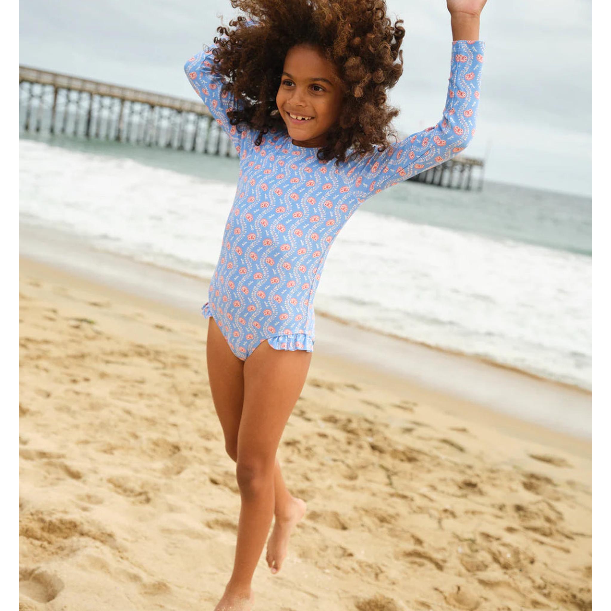 girls blue primrose rashguard one piece