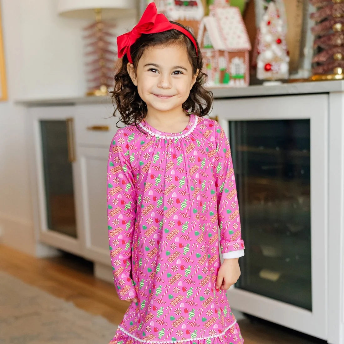 PRE ORDER Carlin Girls' Dress - Christmas Candy Pink