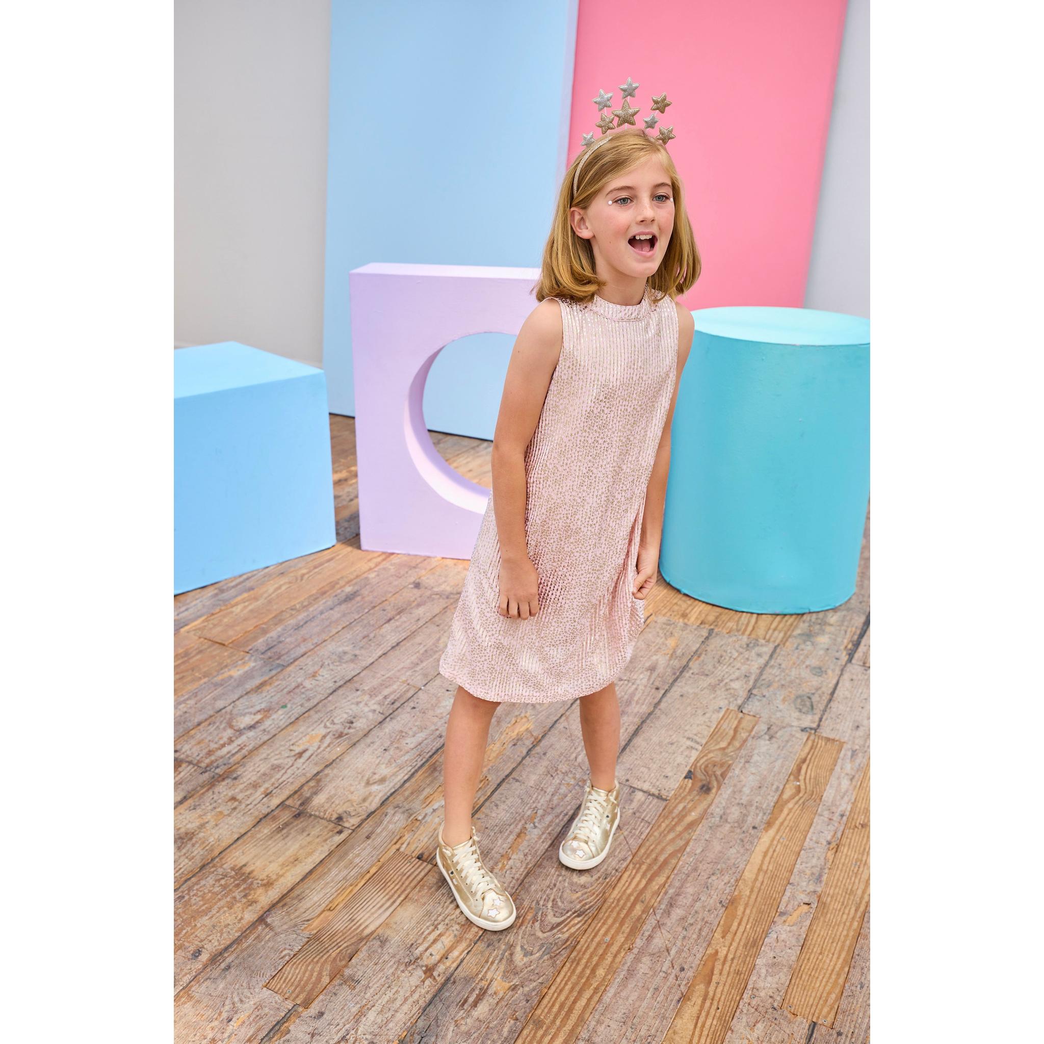 Swing Dress - Pink Crinkle Stars