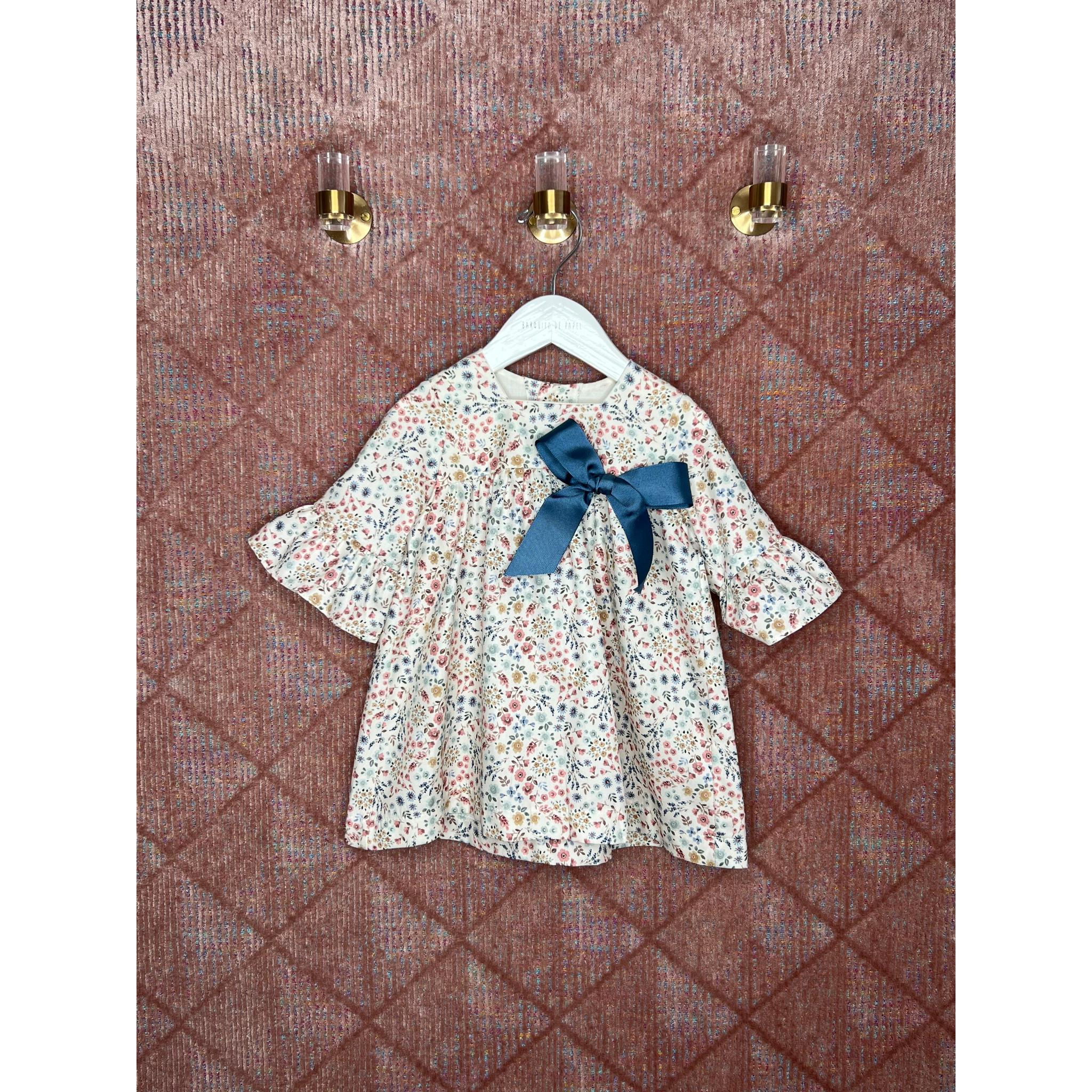 Vestido Manga Volante Azul