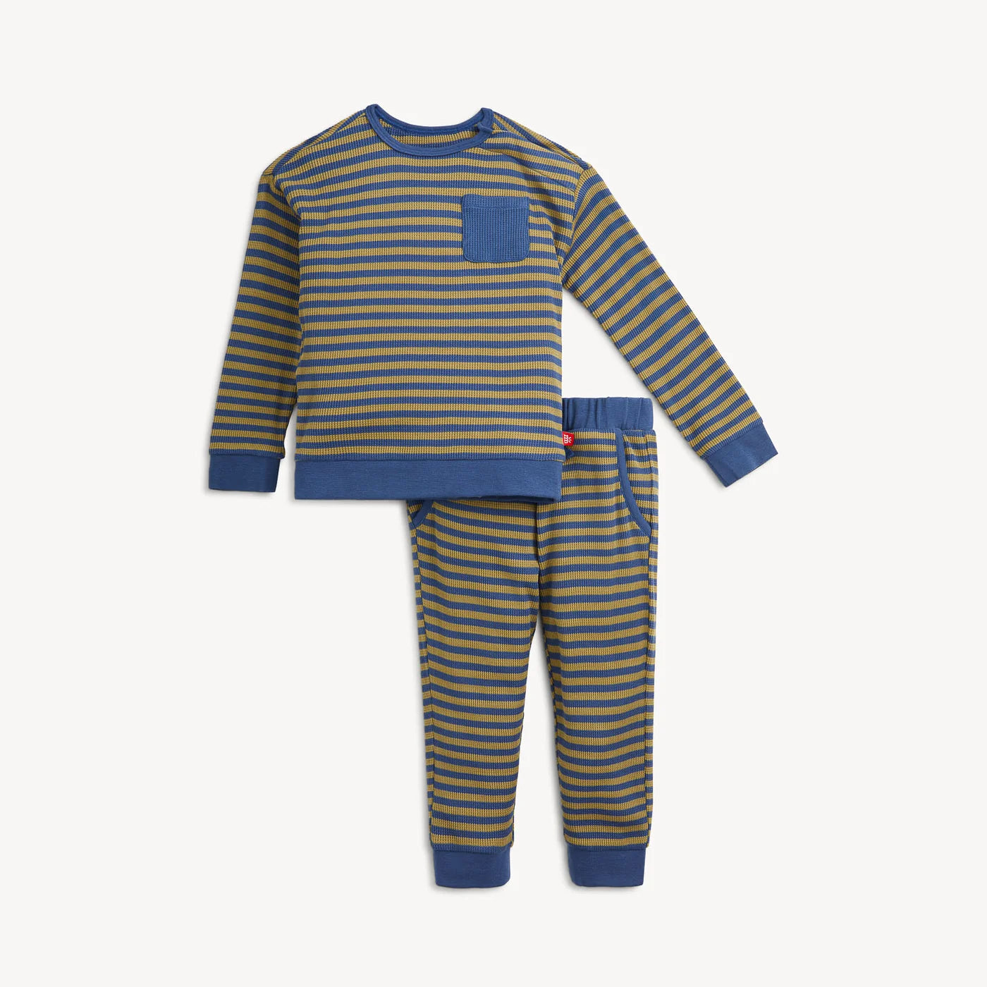 Olive & Navy Stripe Magnetic Top & Jogger Set