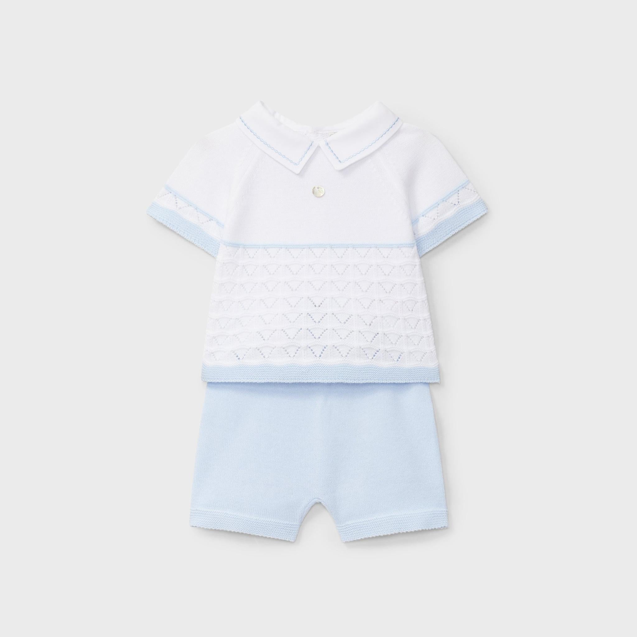 Knitted Shortie Set Blue/White