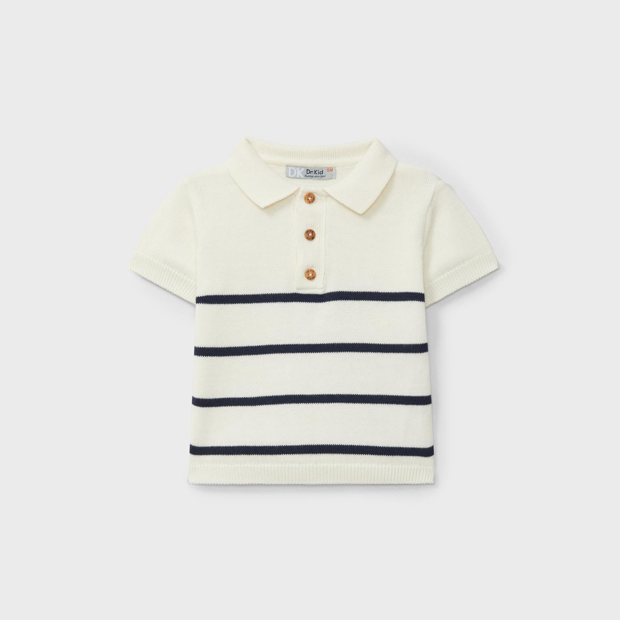 Knitted Navy Stripes Polo