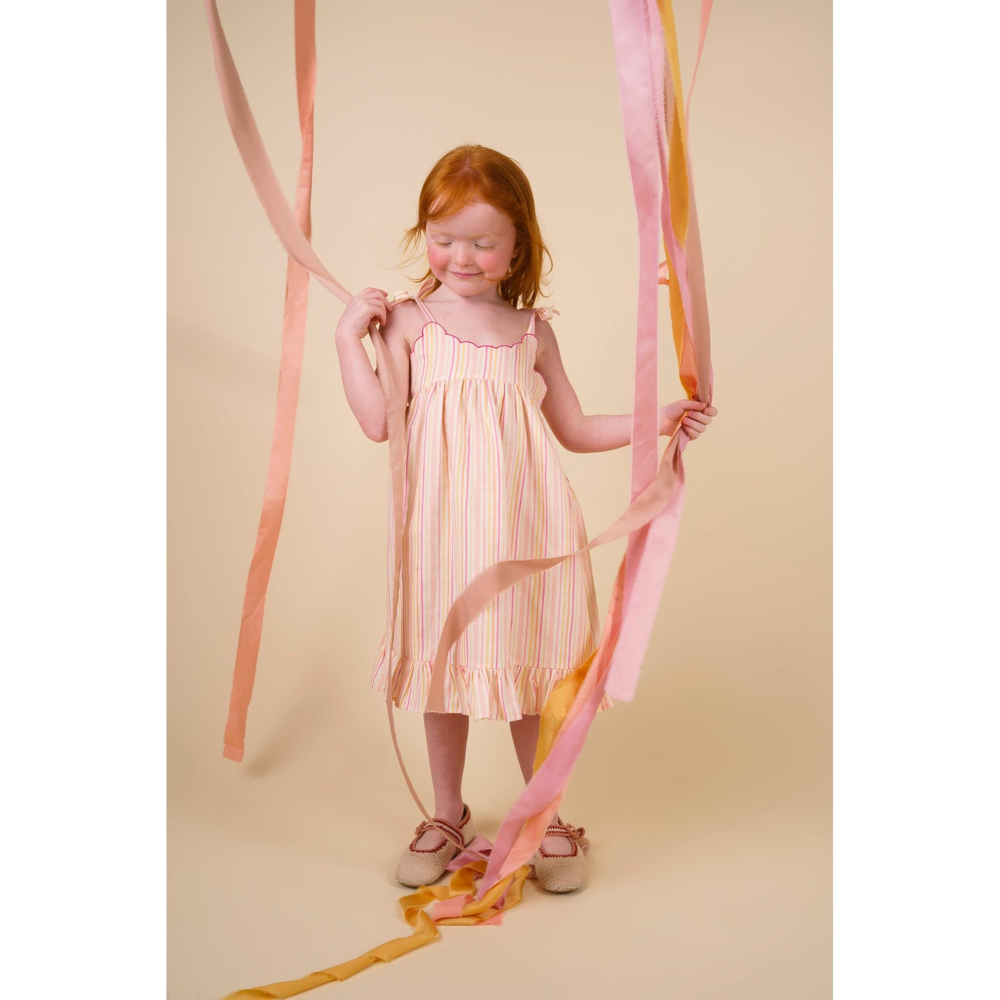 Alena dress - PINK STIPES PRINT
