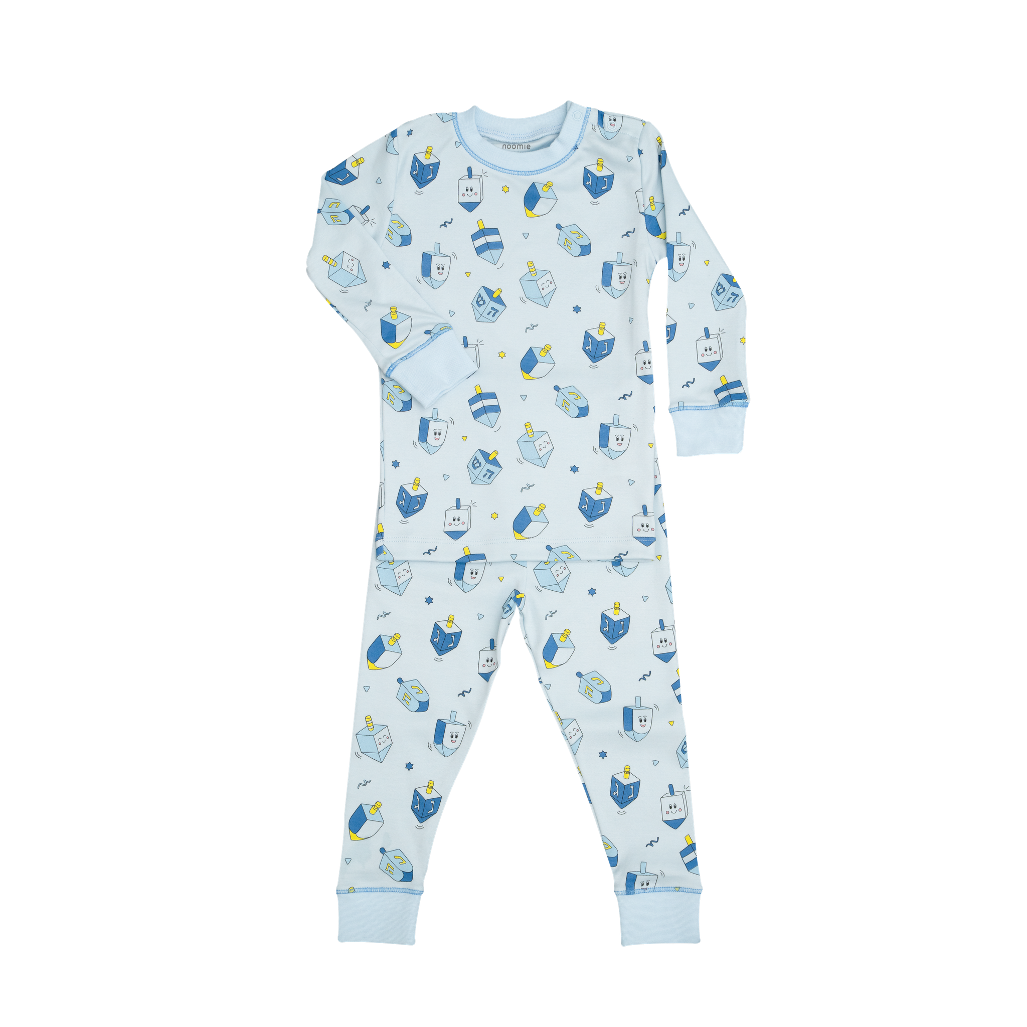 Delightful Dreidels Long Sleeve Pima Pajama Set in Blue