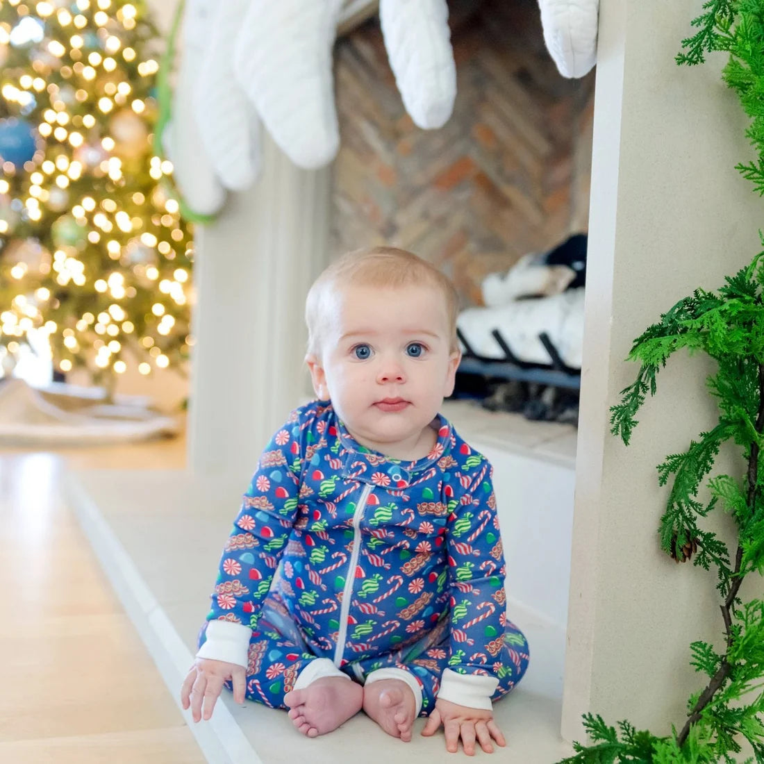 PRE ORDER Parker Boys' Zipper Pajama - Christmas Candy Blue