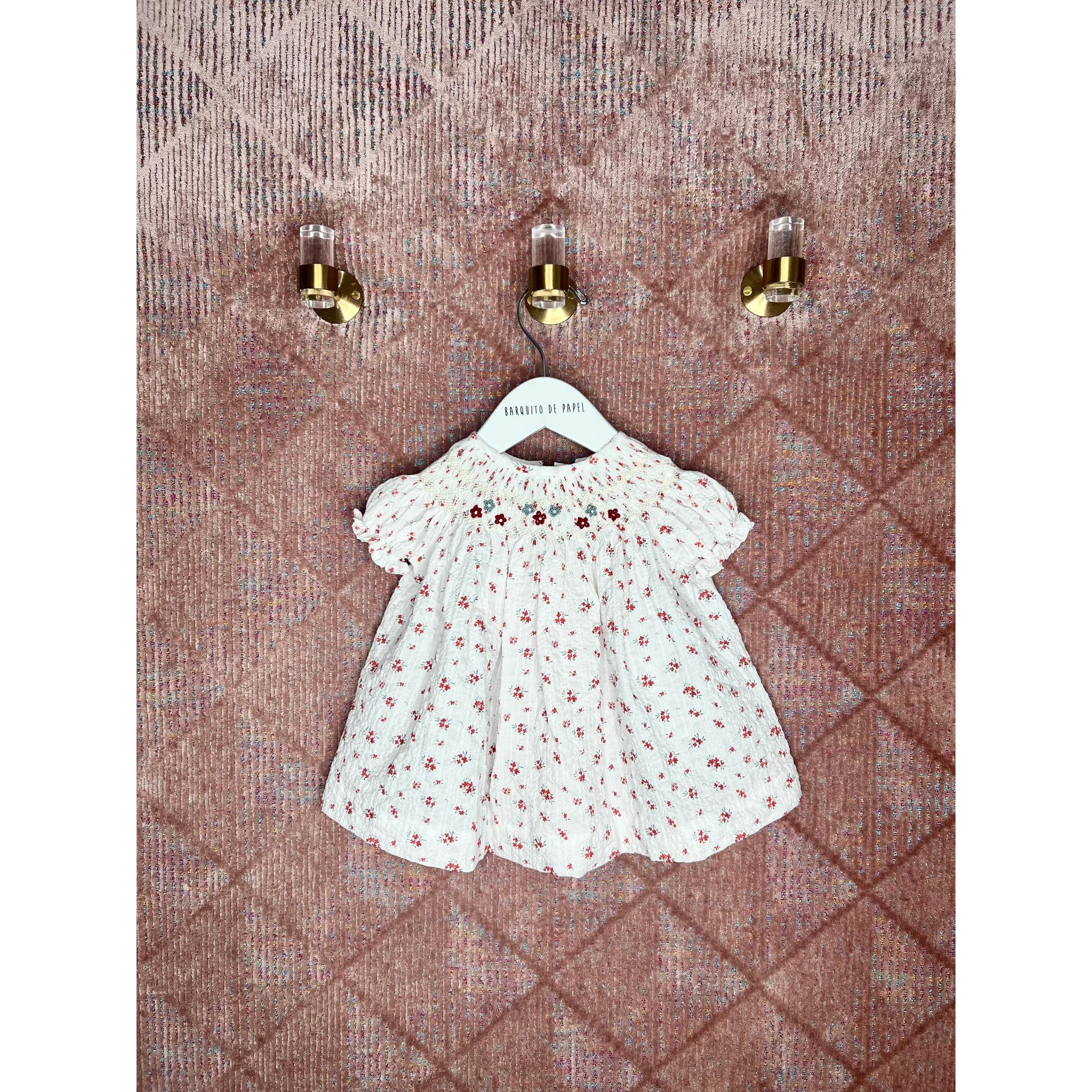 Red Flower Smocked Dress