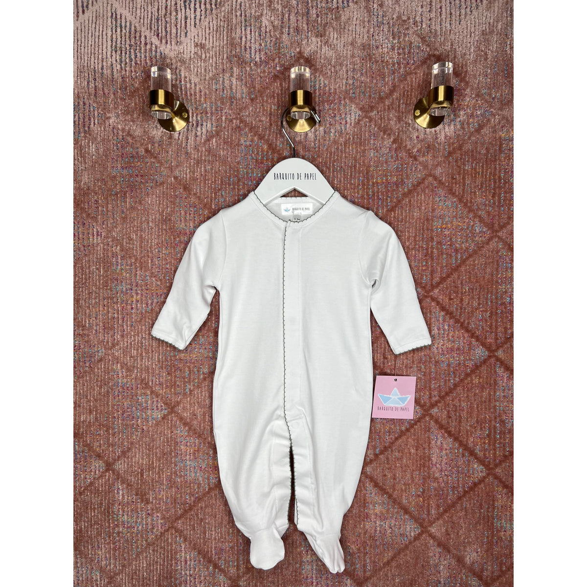 Olive Picot Pima Interlock Footie