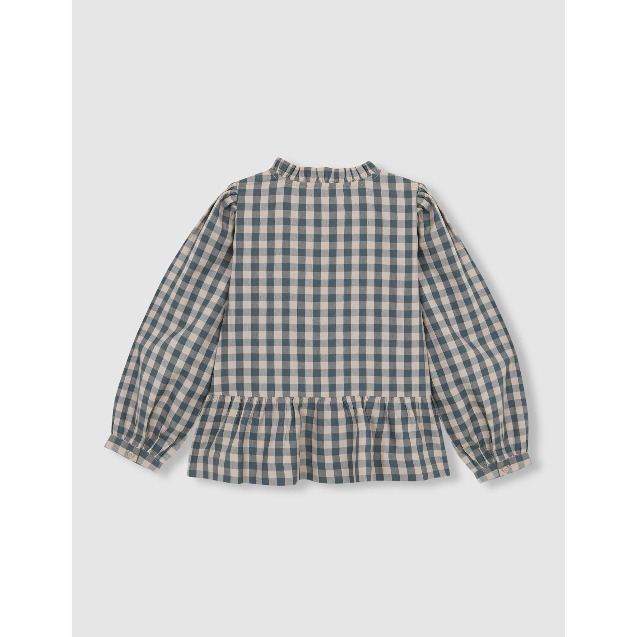 Camisa de cuadros con fruncido en el delantero verde