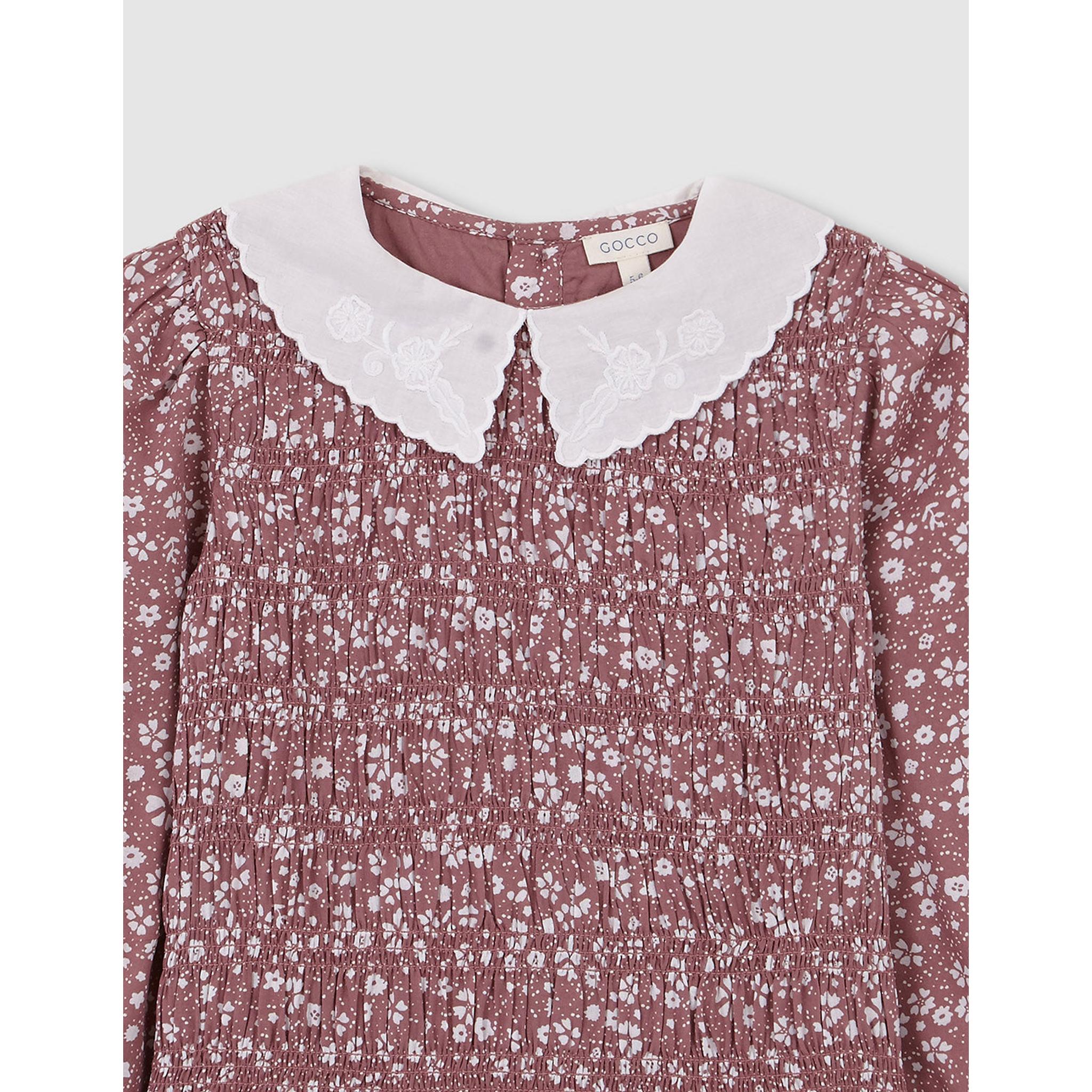 Vestido estampado con cuello blanco bordado