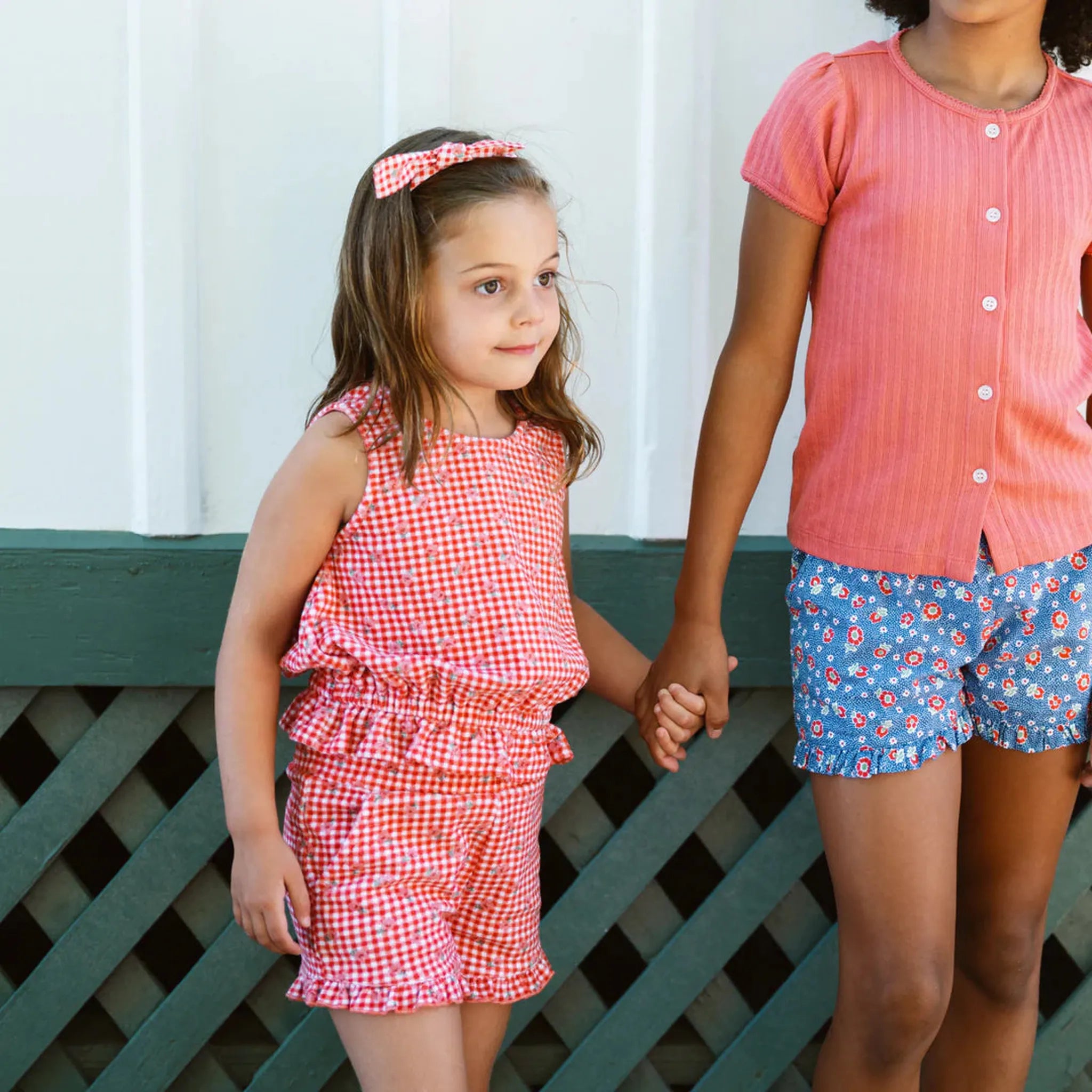 Girls Strawberry Gingham Terry Set