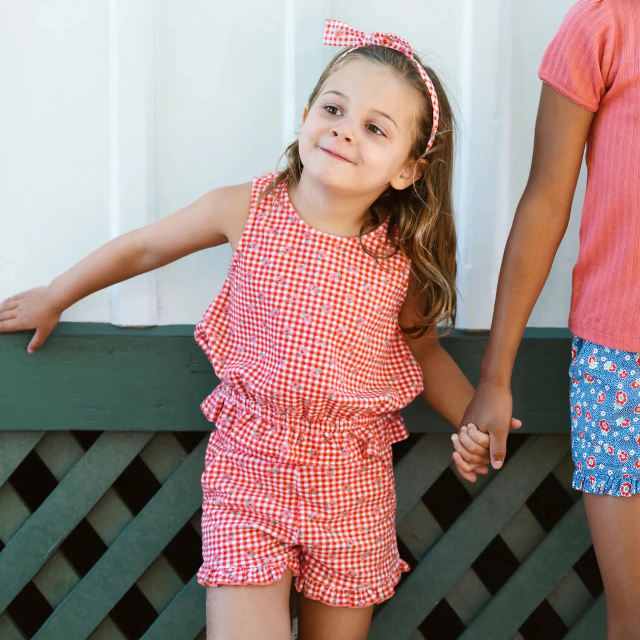Girls Strawberry Gingham Terry Set