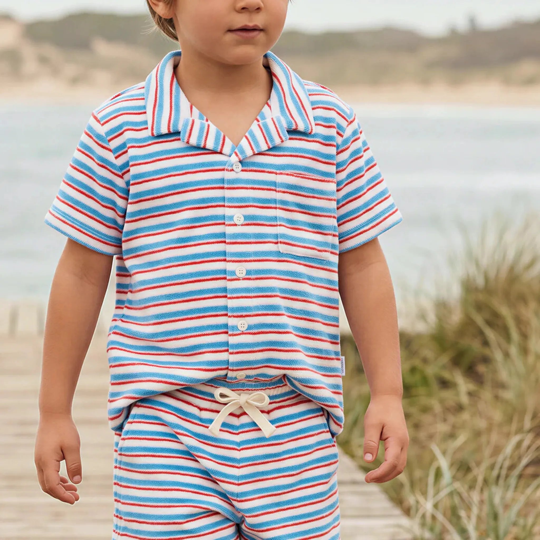 boys cerulean blue french terry short set