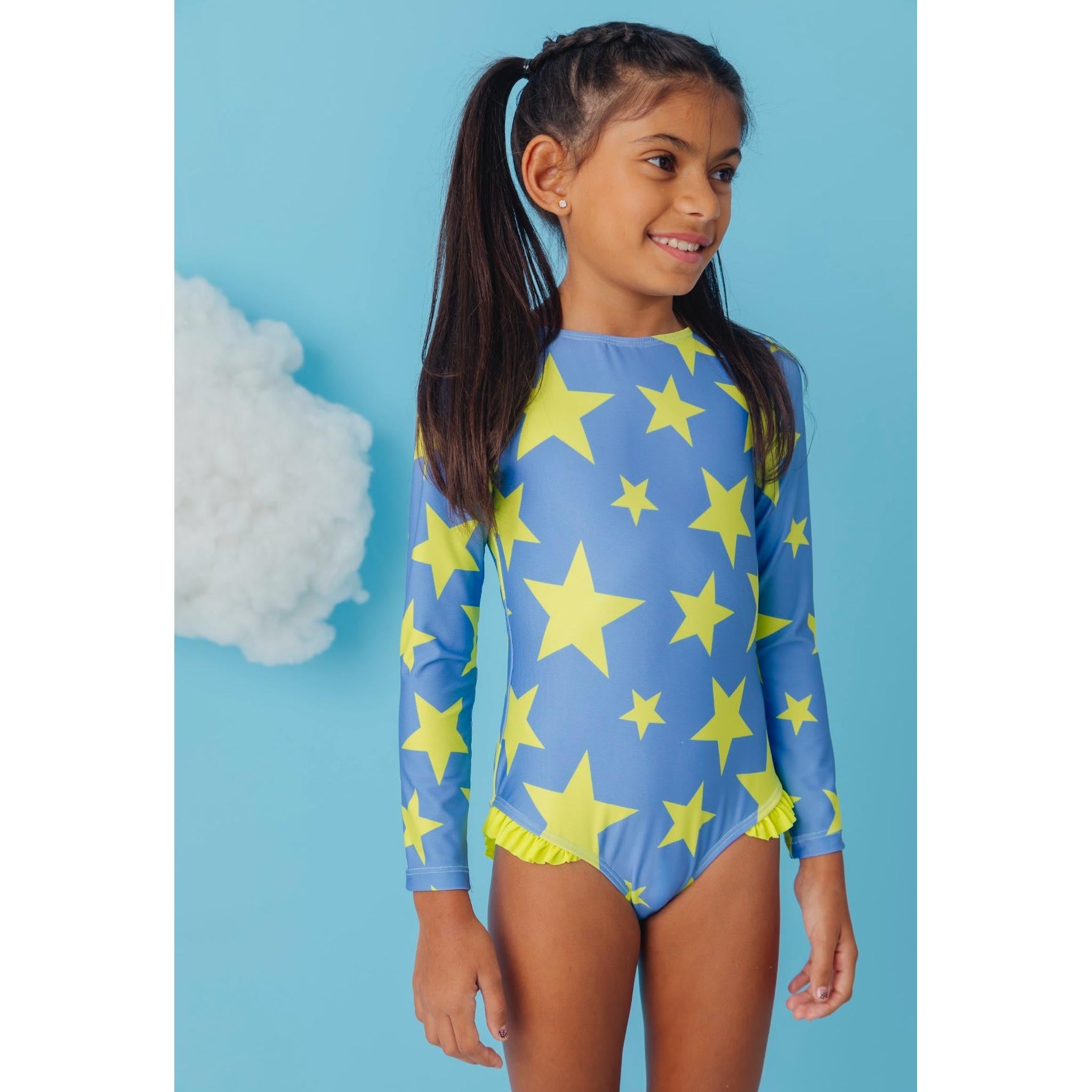KIDS Swimwear Longsleeve swimsuit Neon Stars