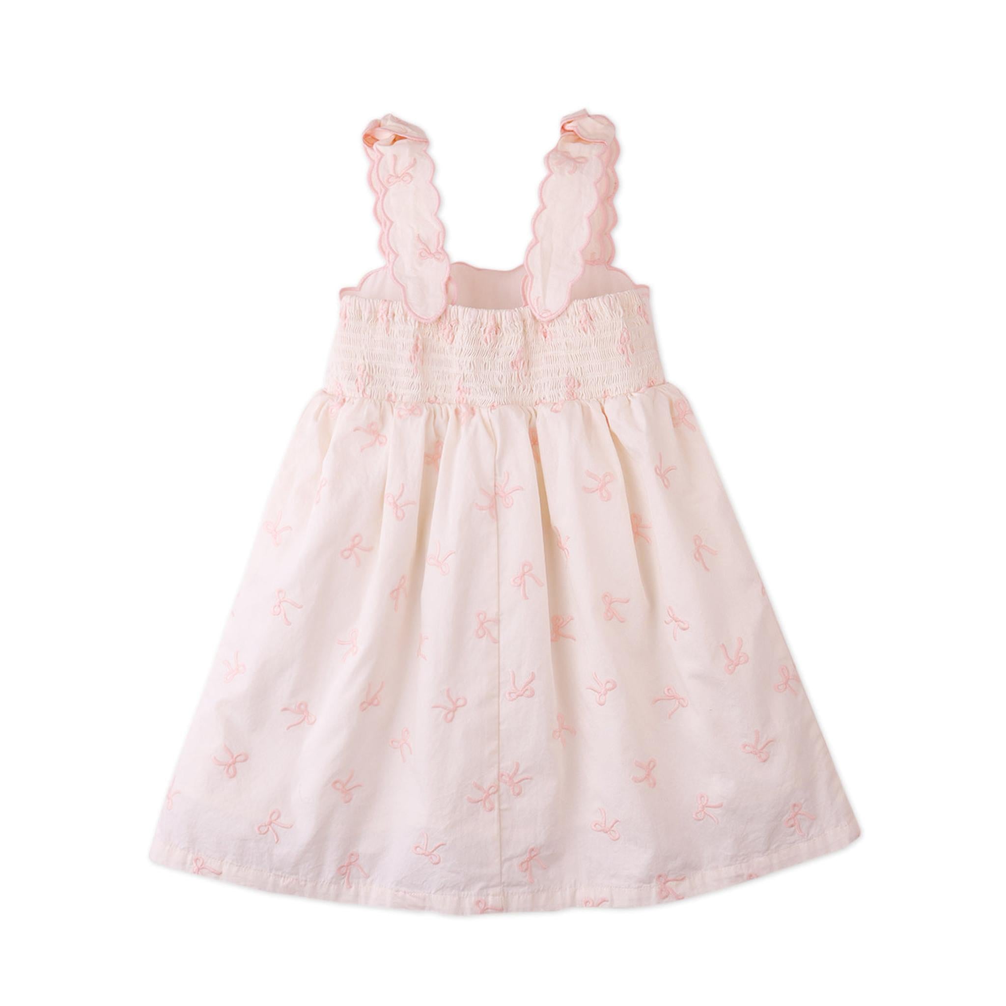 KARA POPLIN DRESS WITH A SCALLOPED TOP & TIE STRAPS