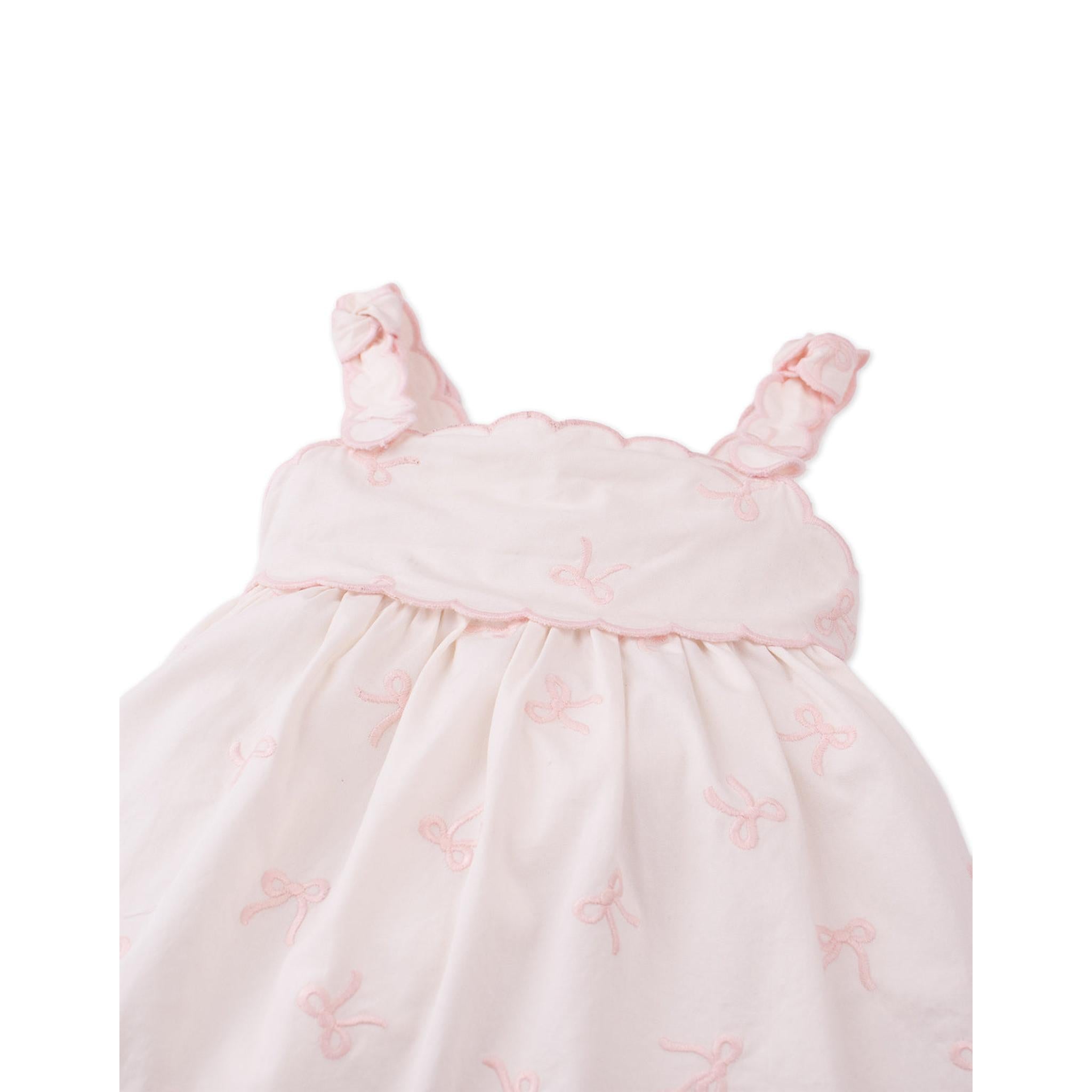 KARA POPLIN DRESS WITH A SCALLOPED TOP & TIE STRAPS