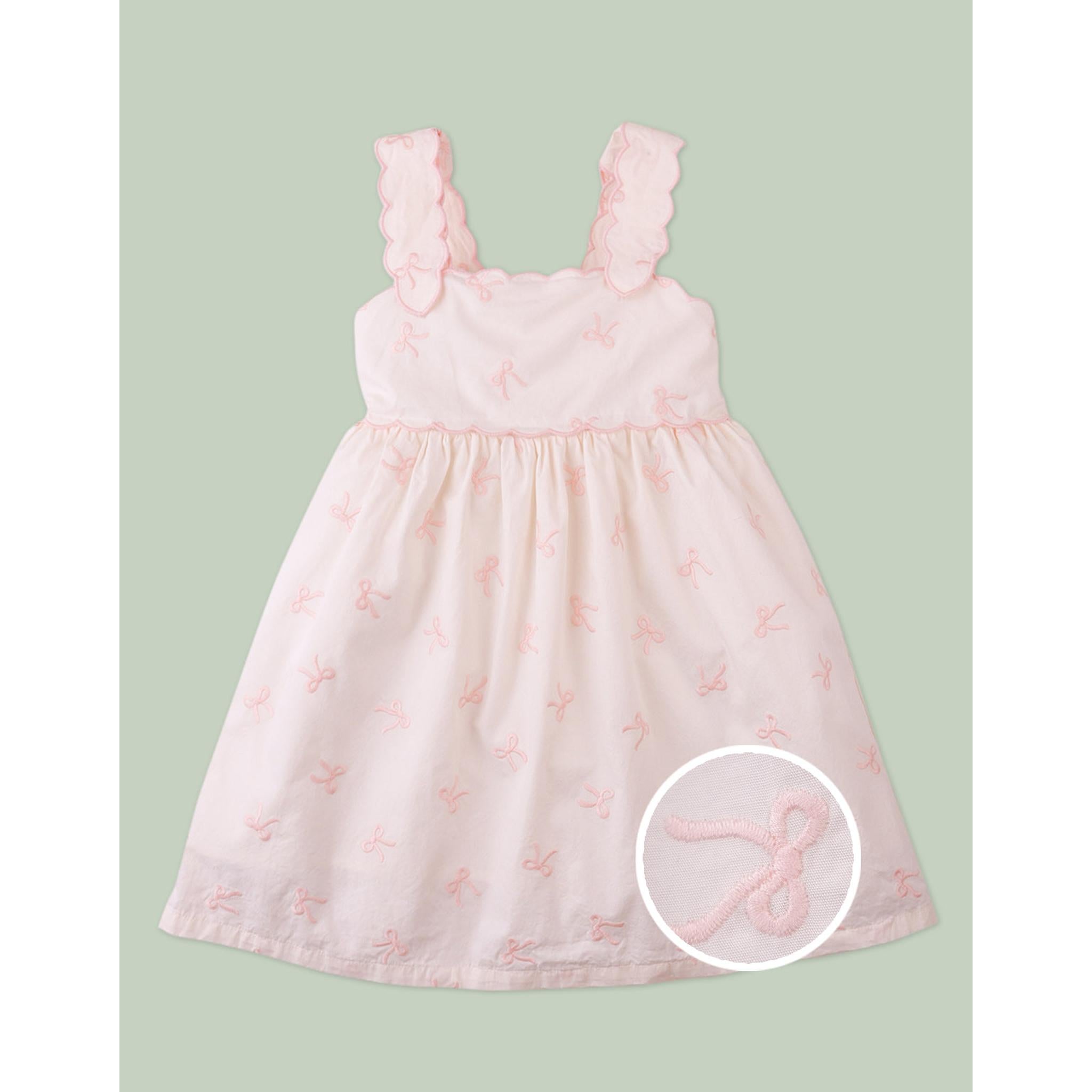 KARA POPLIN DRESS WITH A SCALLOPED TOP & TIE STRAPS