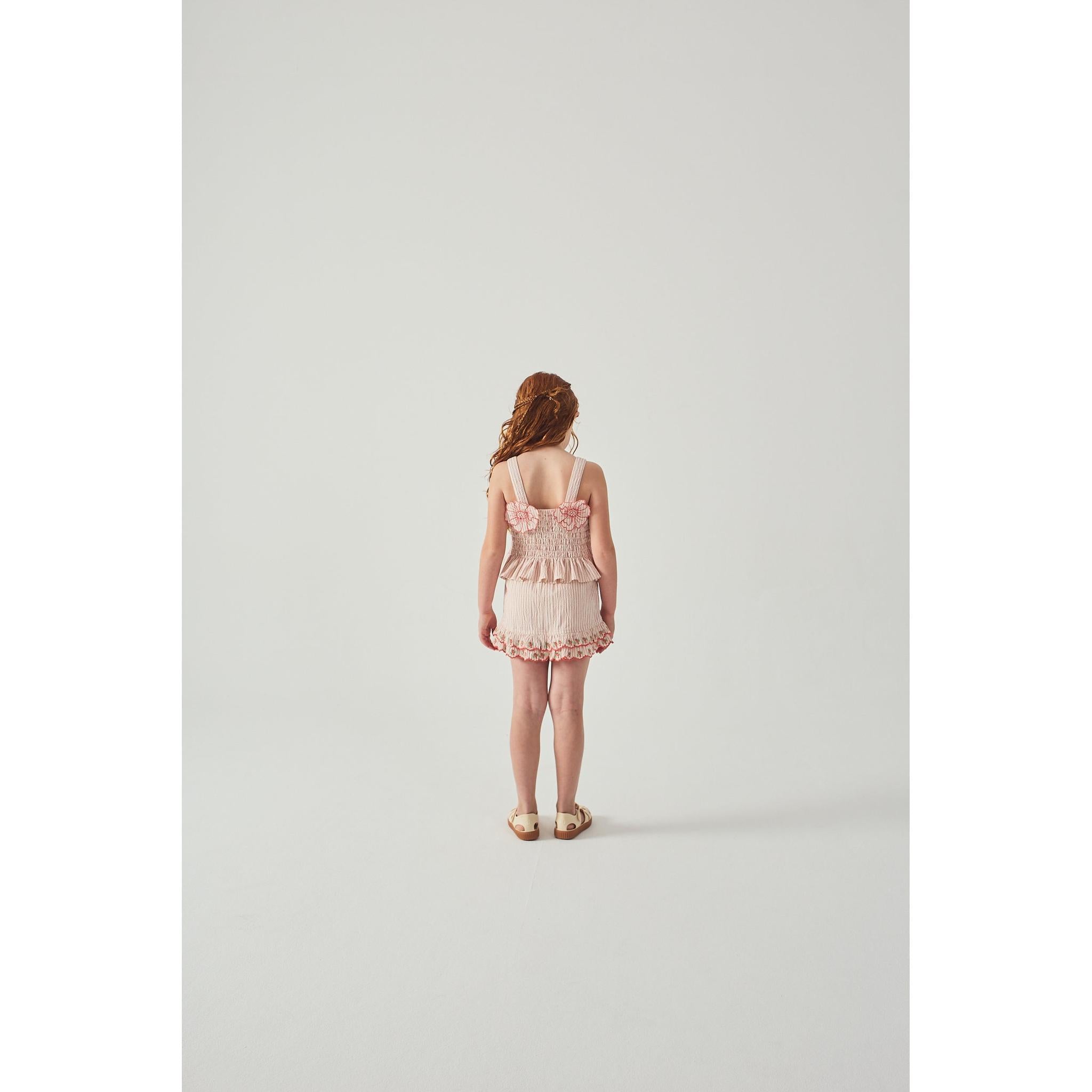JOSEPHINE PEPLUM AND REMI RUFFLED HEM SKORTS WITH BOTANICAL EMBROIDERY