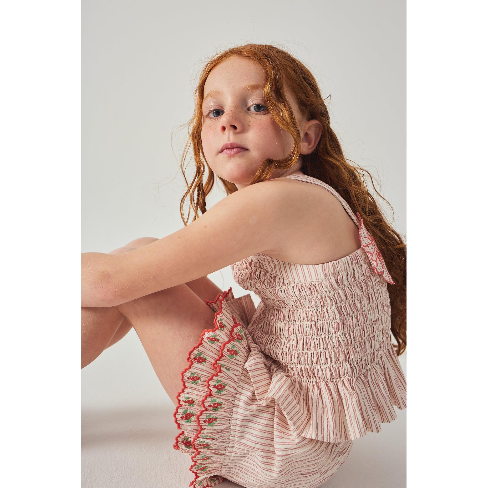 JOSEPHINE PEPLUM AND REMI RUFFLED HEM SKORTS WITH BOTANICAL EMBROIDERY