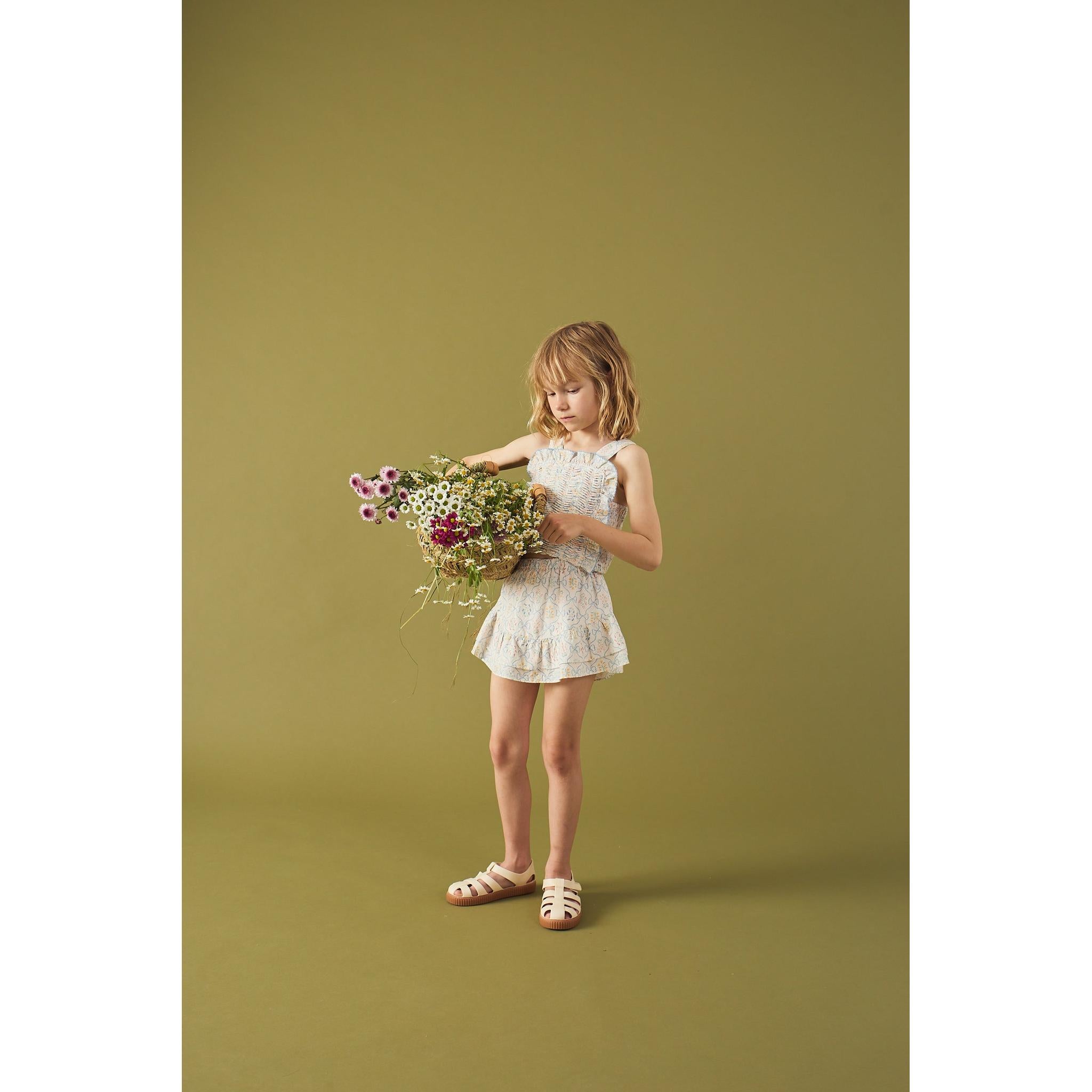 MARTINA TRELLIS PRINT SMOCKED TOP WITH WIDE STRAPS & SKORT SET