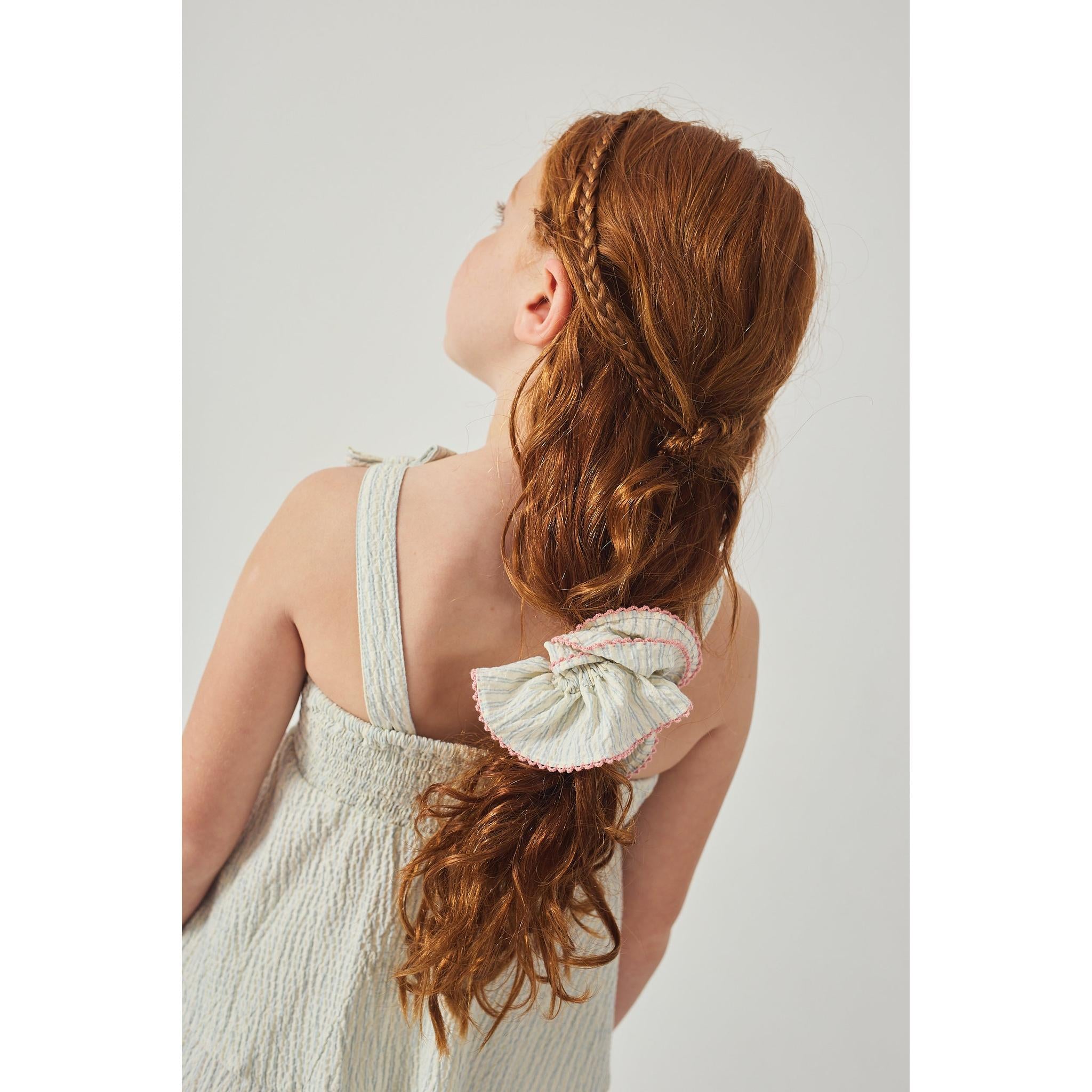 ISABEL RUFFLED STRIPED APRON TOP WITH TIE STRAPS & SHORT SET