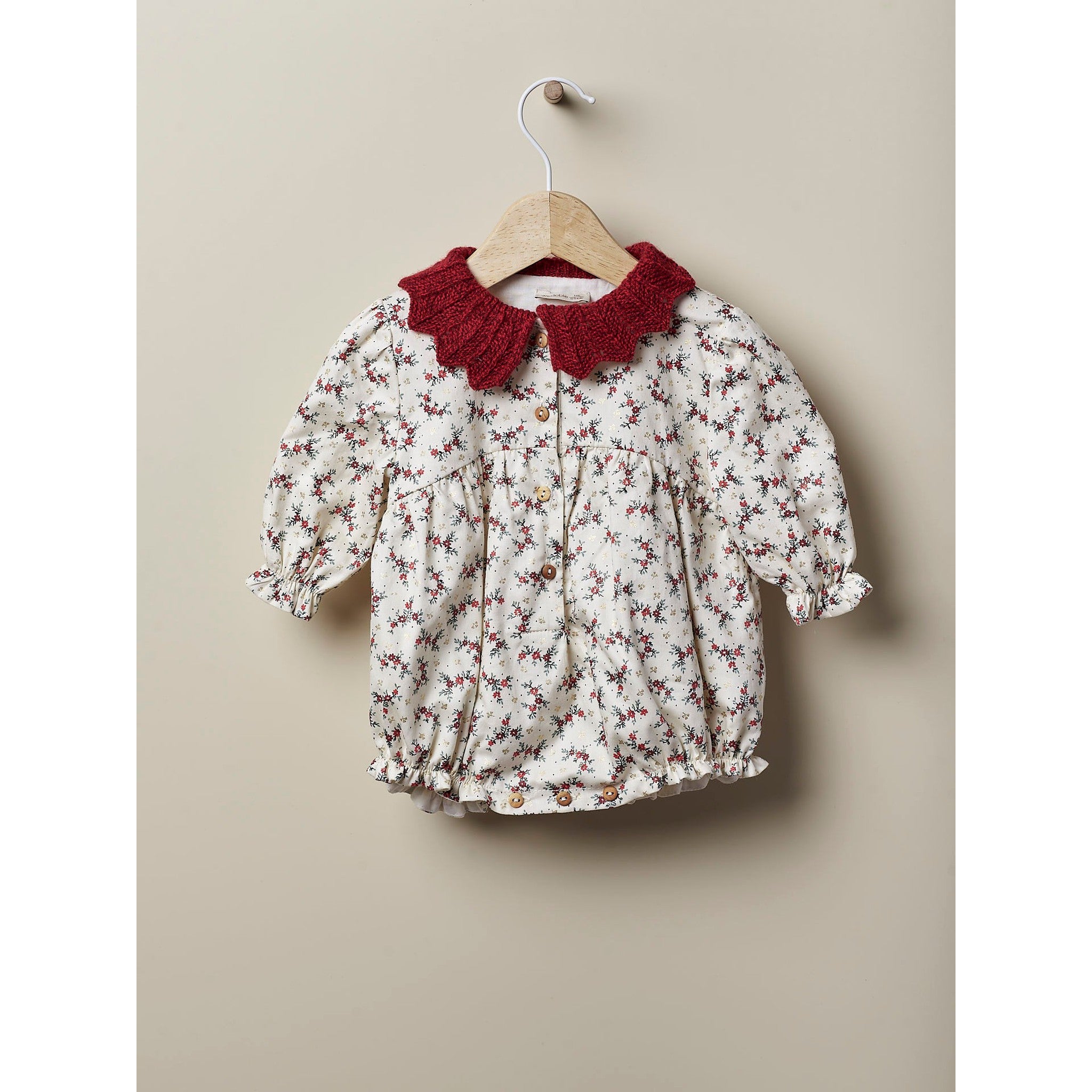 Poinsettia Knitted Collar Romper