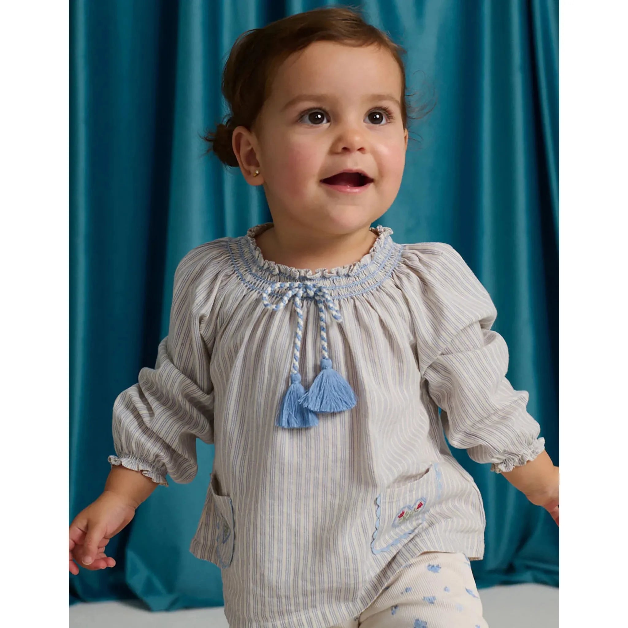 BABY RUTH STRIPED BLOUSE WITH CORDUROY PANT SET