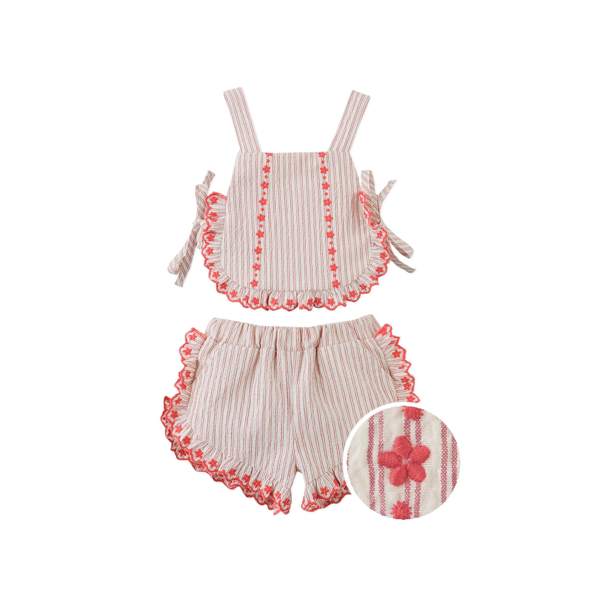 BABY JURIA APRON BLOUSE & SHORTS SET WITH SCALLOP