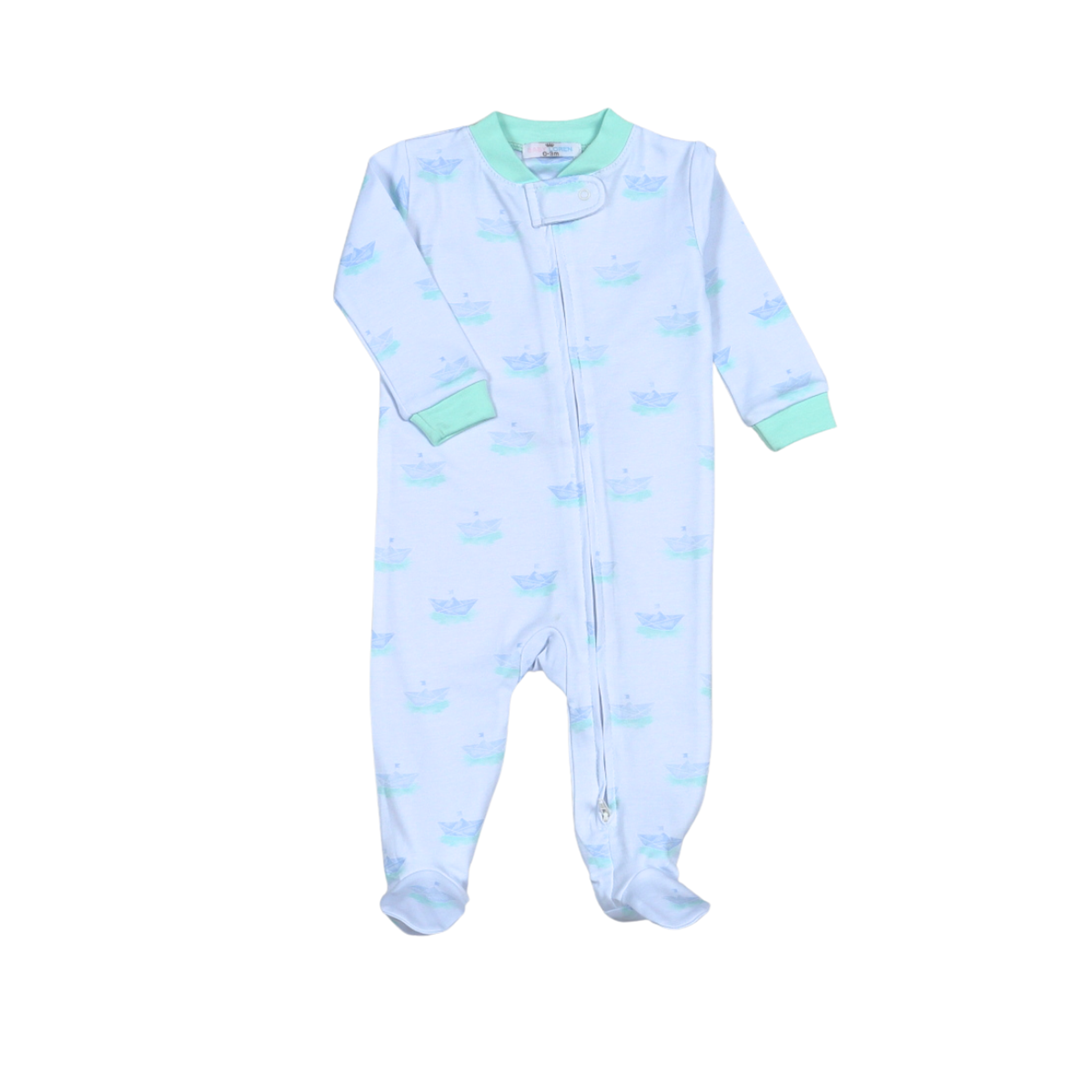 Paper Boats Blue Snaps Footie