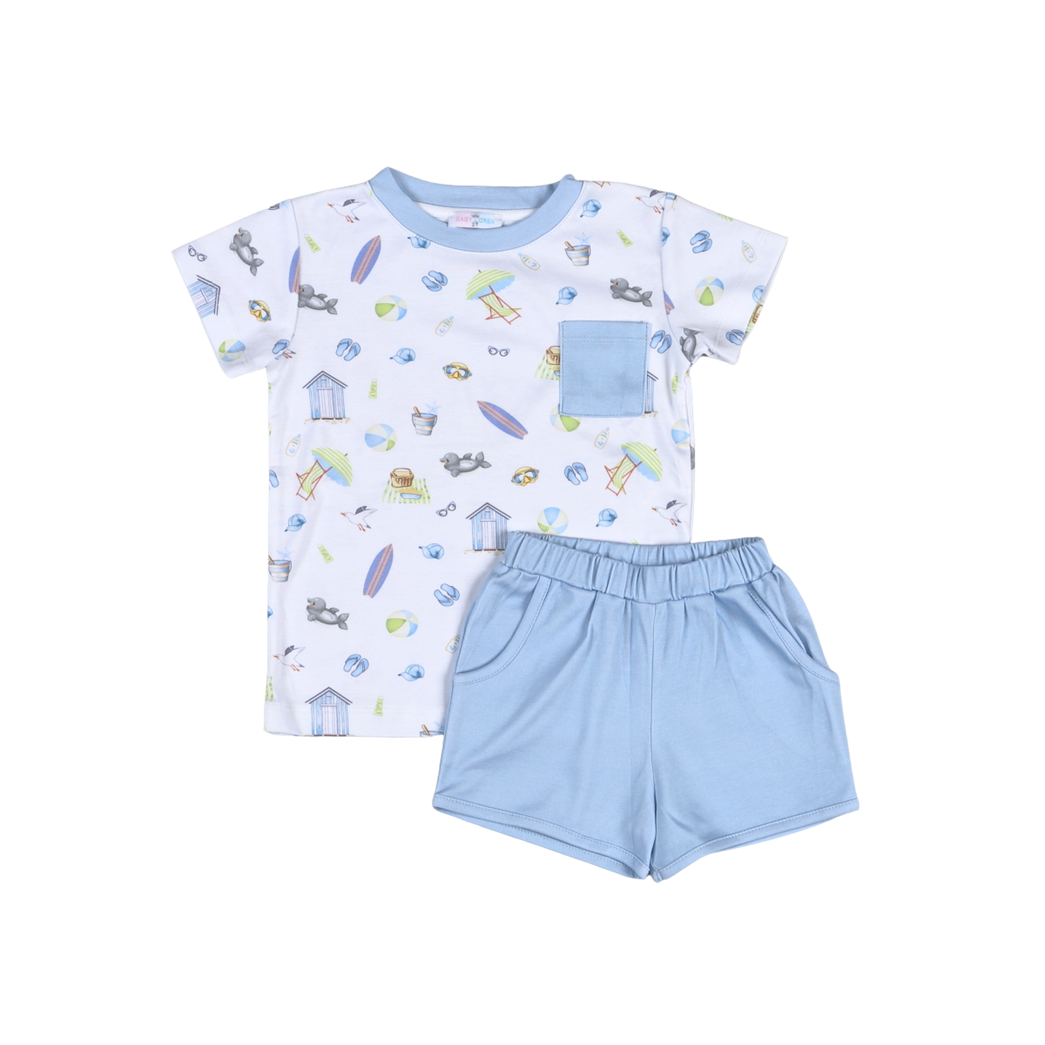 Sandy Toes Blue Short Set - Print