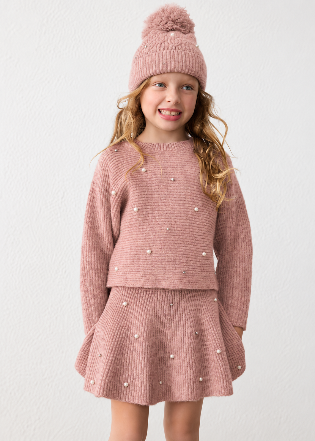 Girl Knit Sweater With Pearls