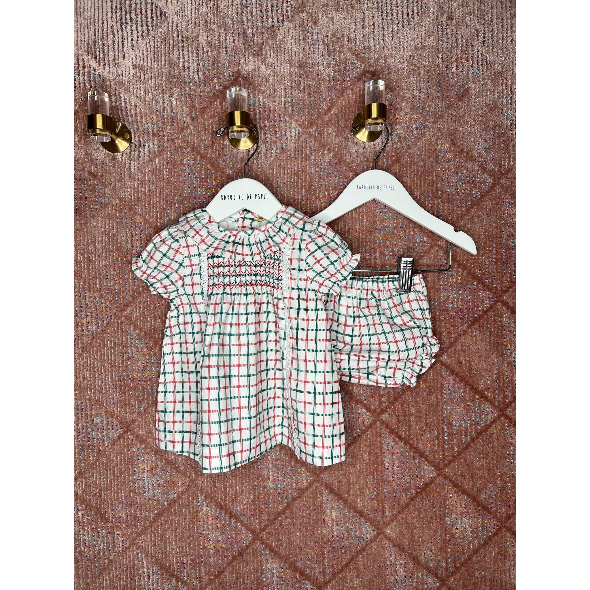 Thin Tartan Smocked Bloomer Dress