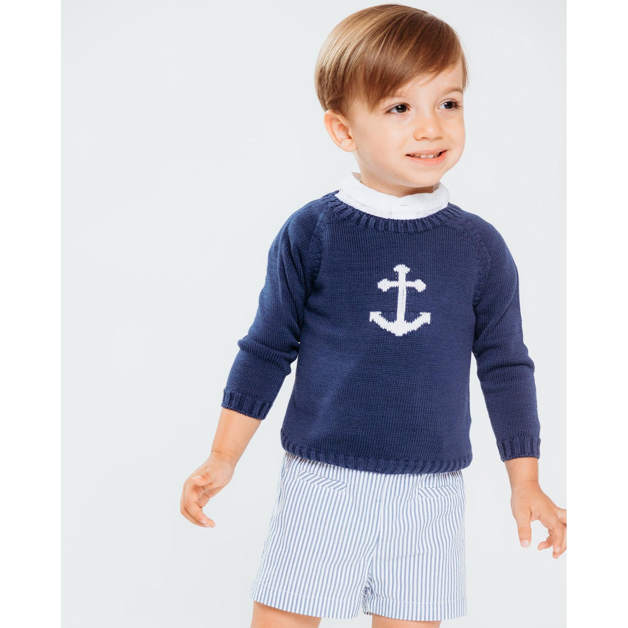 Navy Stripes Baby Short Set