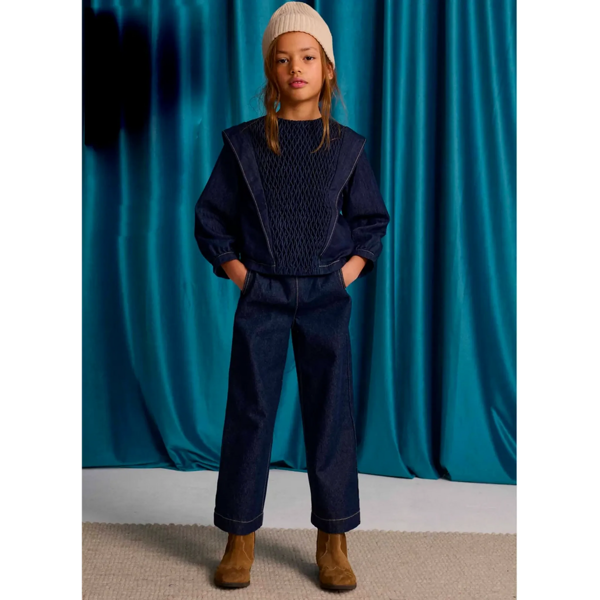Glerida Diamond Smocked Denim Set