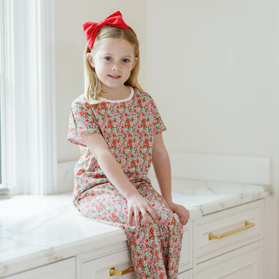 PRE ORDER Merrick Girls' Pant Set - Floral Noel