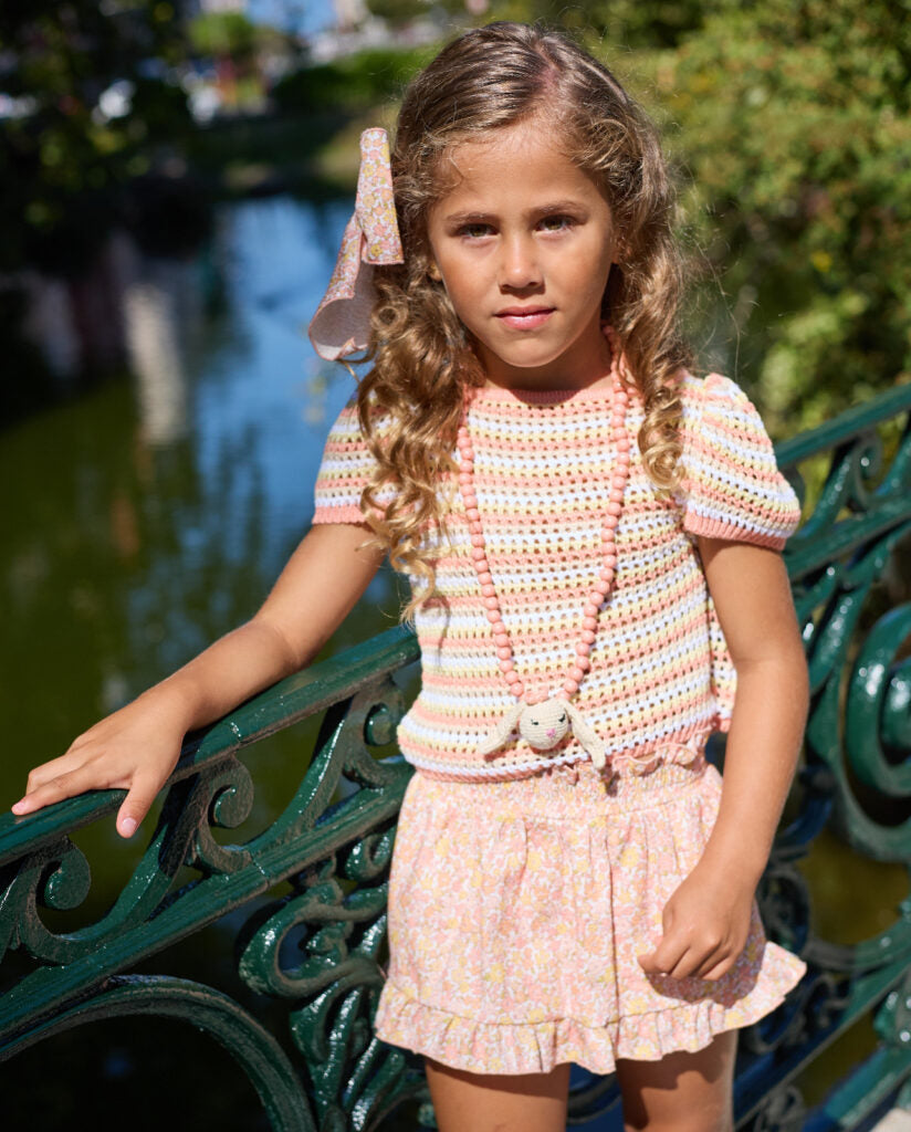 Tricot Skirt Set Peach