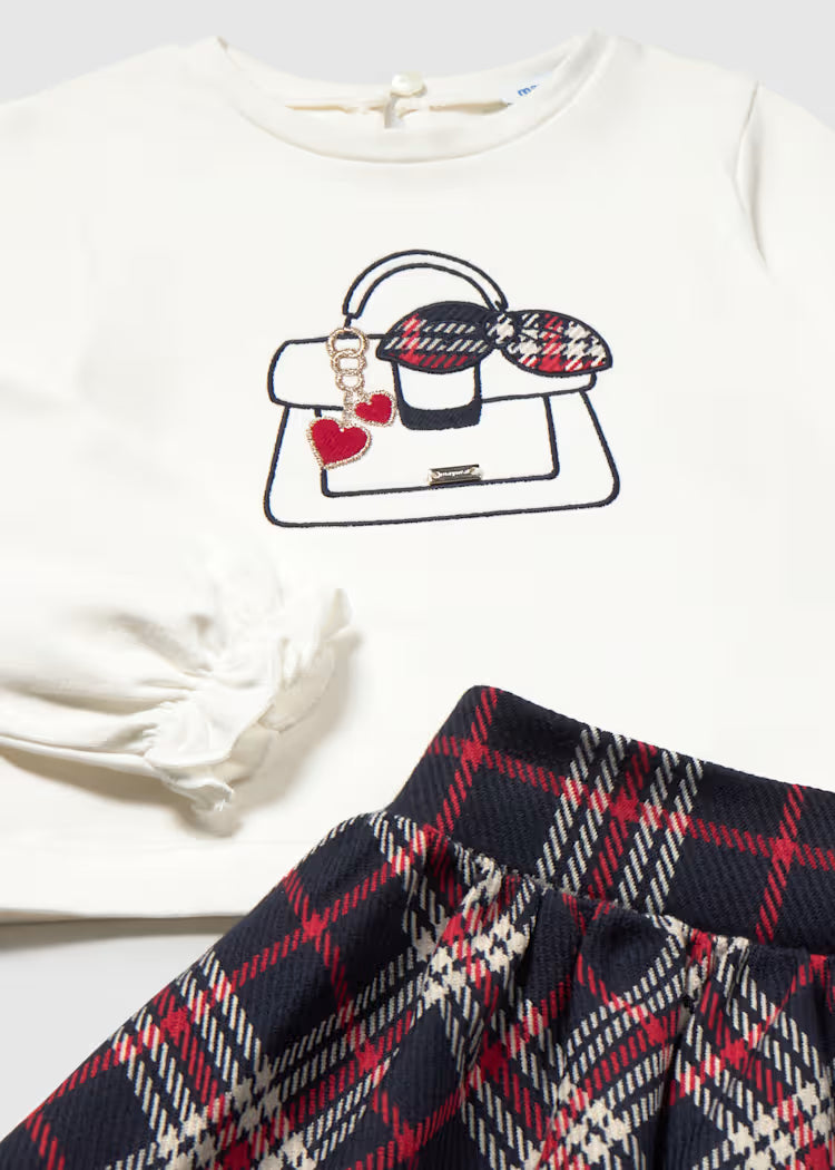 Plaid Skirt and T-Shirt Set