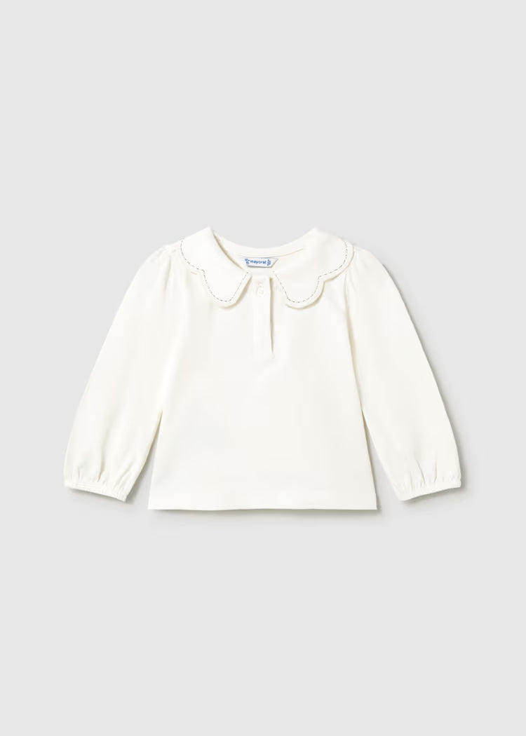 Scalloped Collar Polo Set