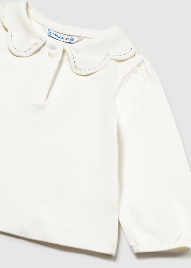 Scalloped Collar Polo Set