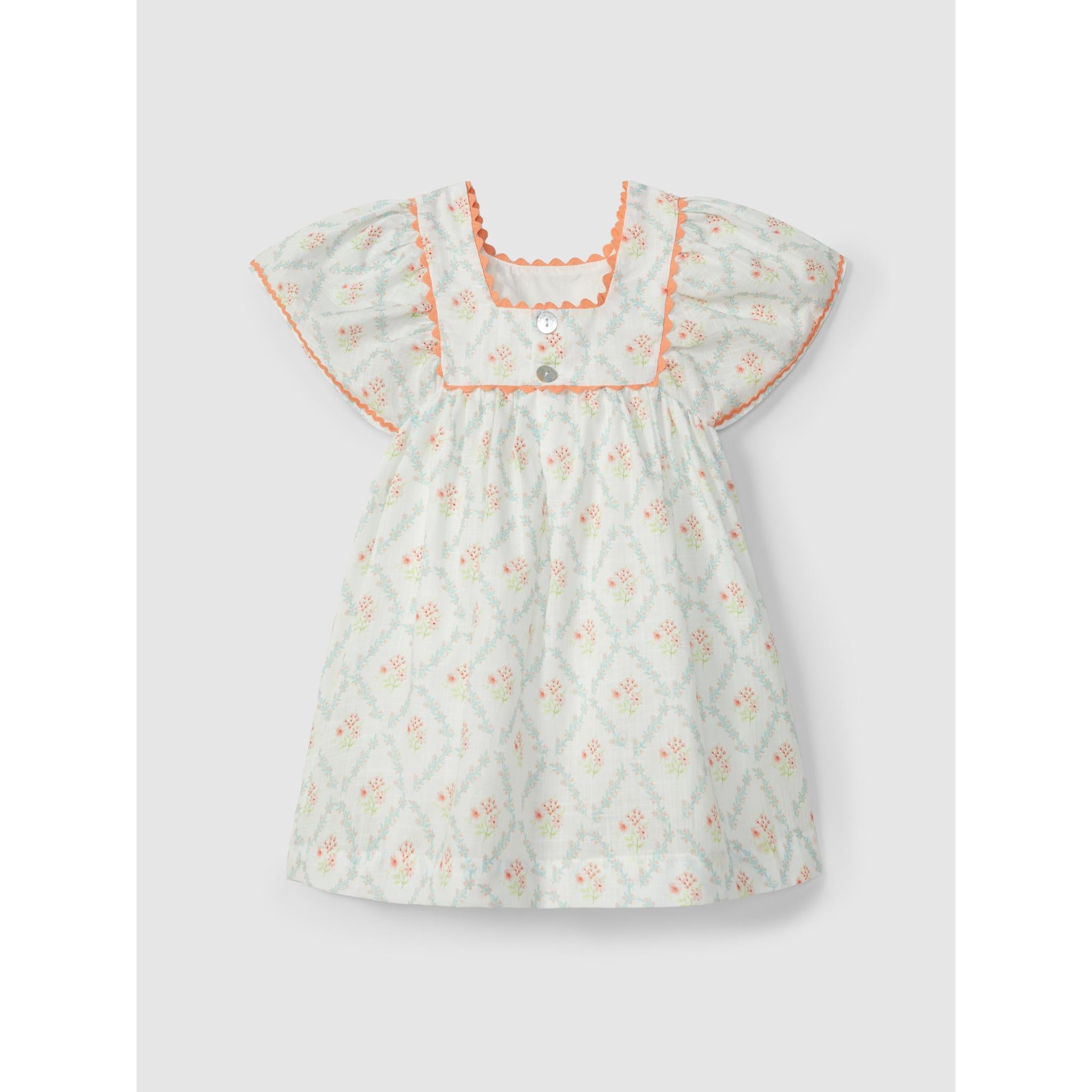 Floral dress with rickrack detail