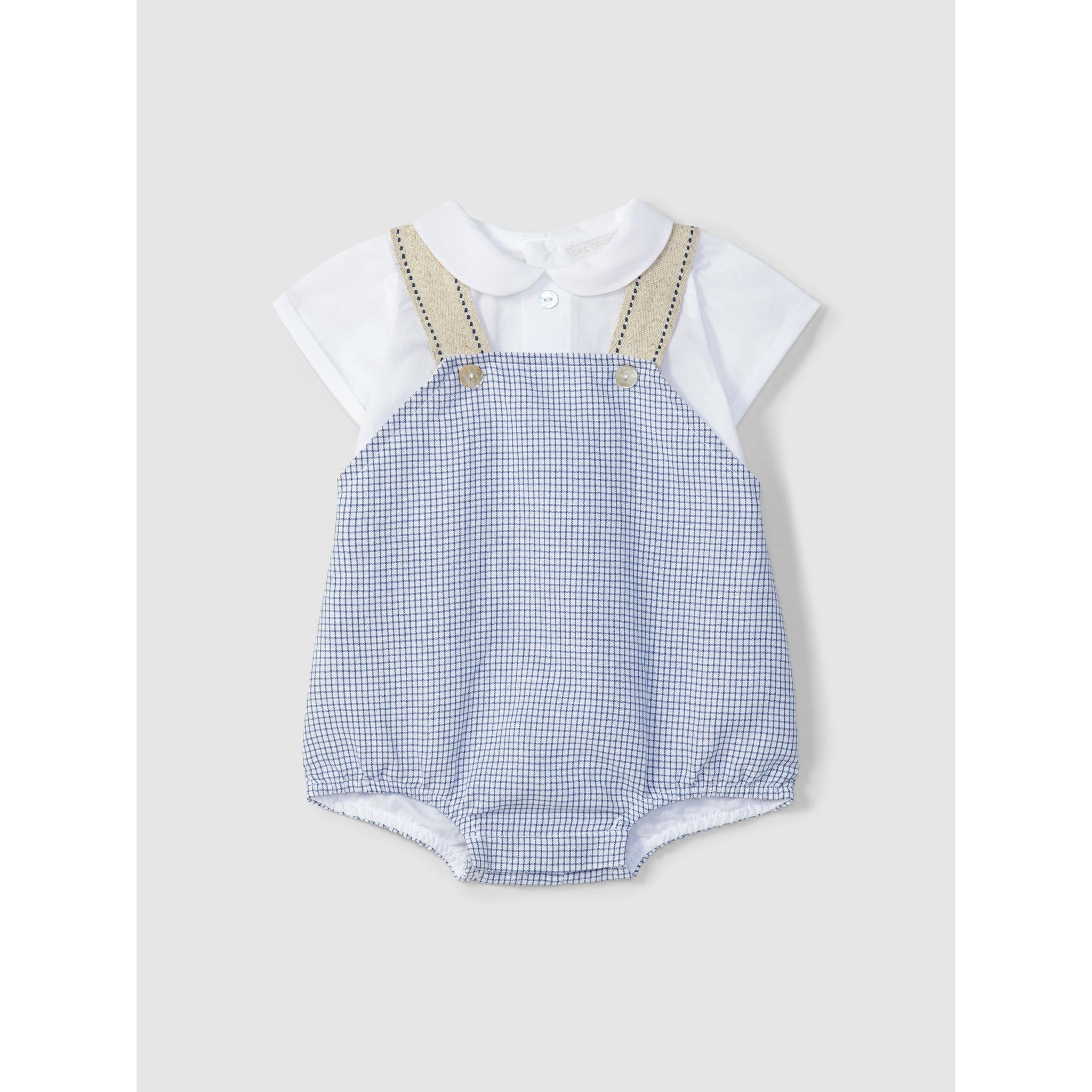Two-in-one checkered romper