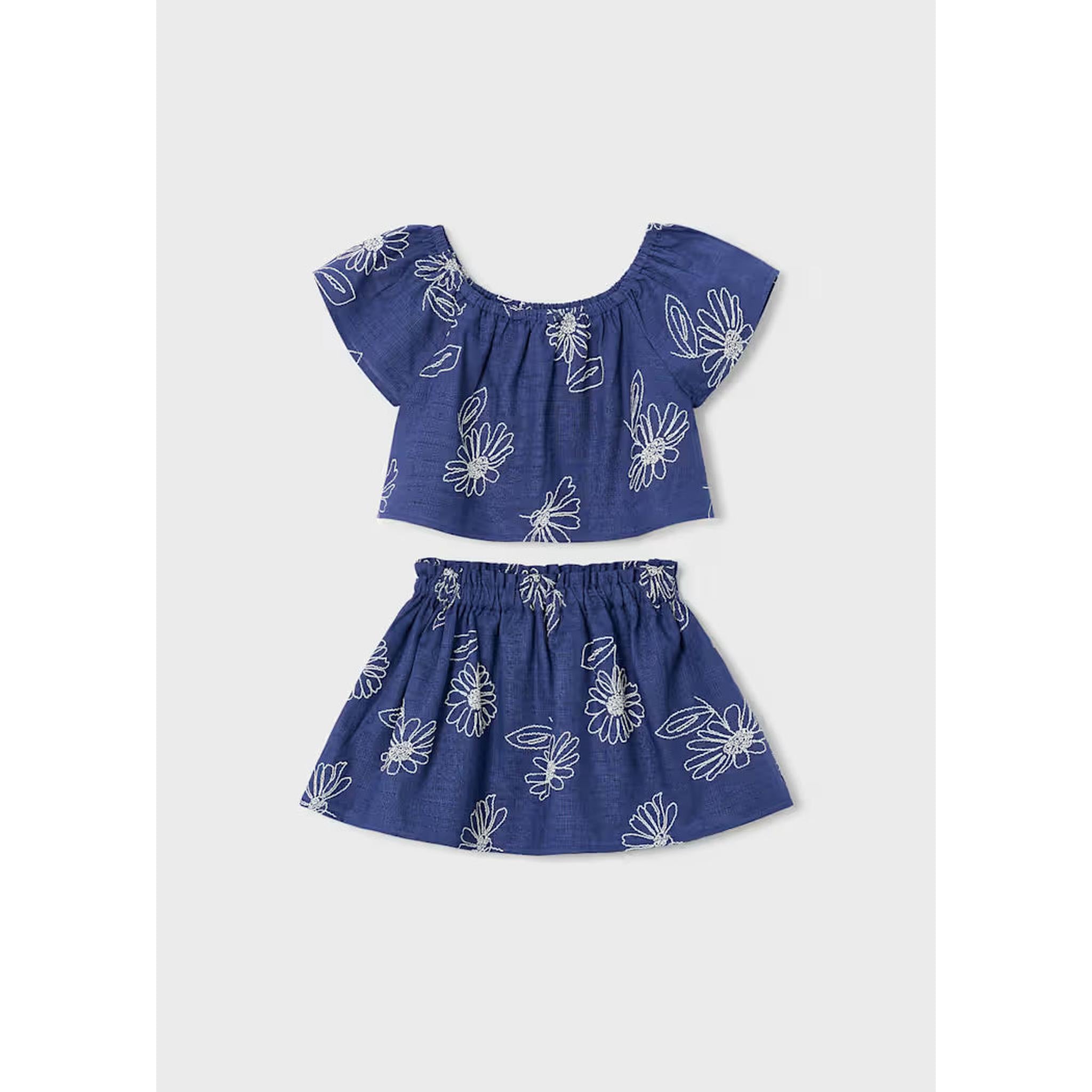 Girl Linen Skirt and T-shirt Set