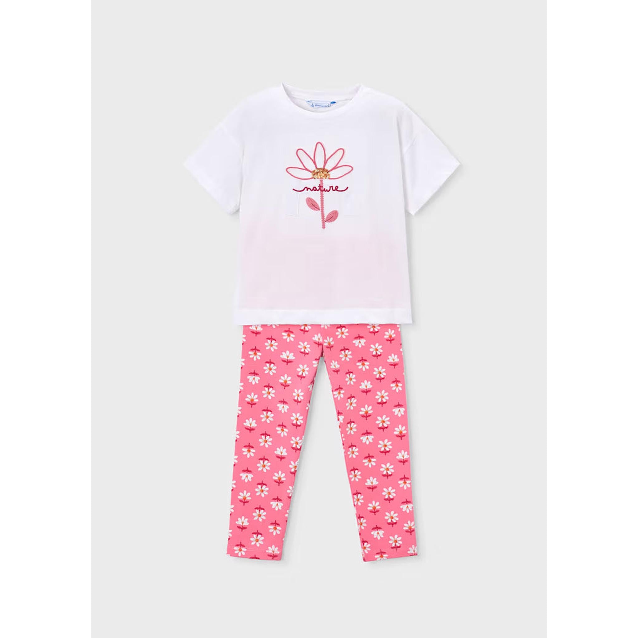 Girl Printed Leggings and T-shirt Set Pink