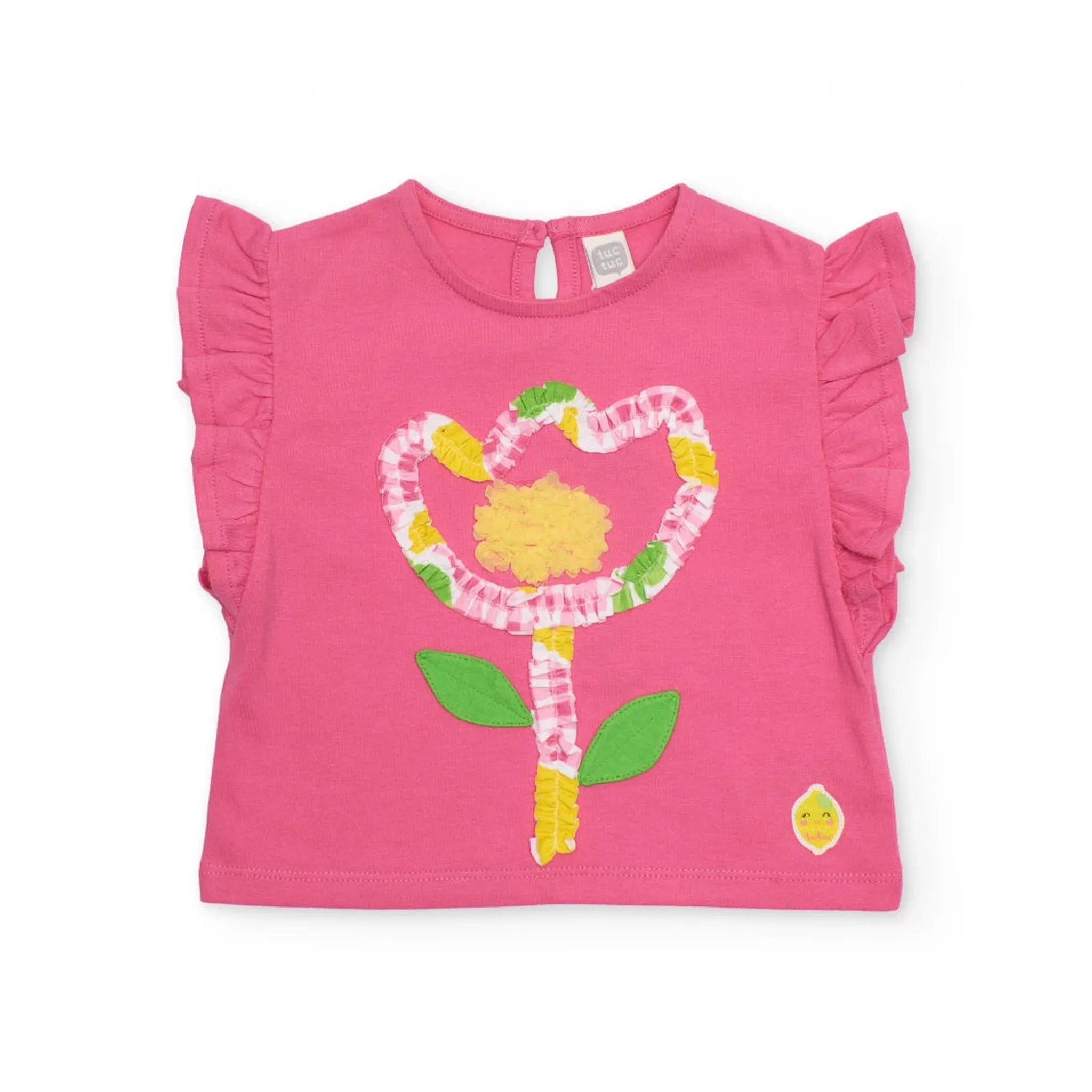 Girls’ knitted T-shirt with raised flower set