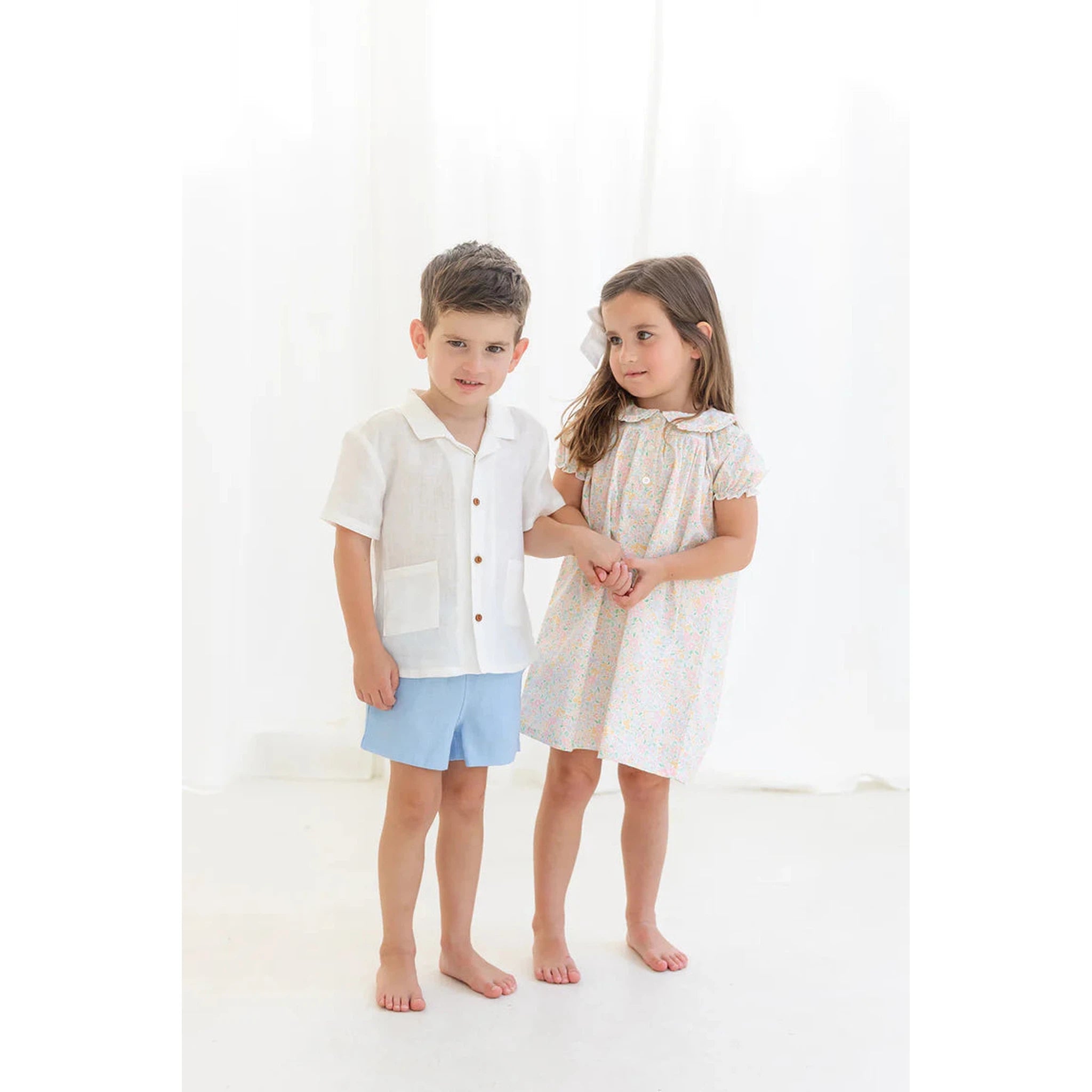 Blue Linen Short Set