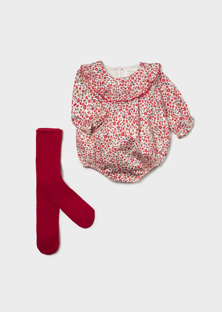 Girl Printed Romper with Tights