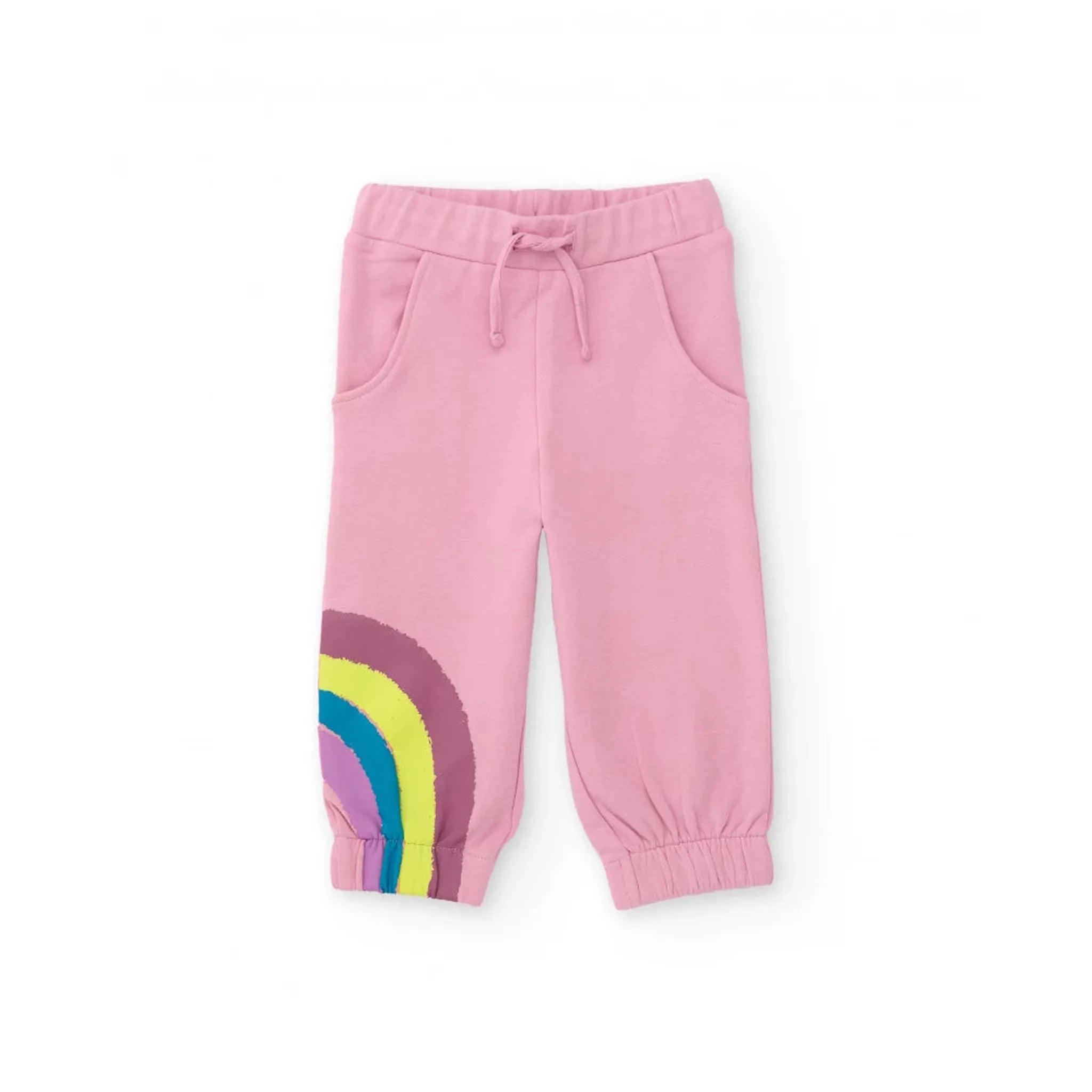 Set Sudadera con capucha para niña en rosa con arcoíris y aplicaciones