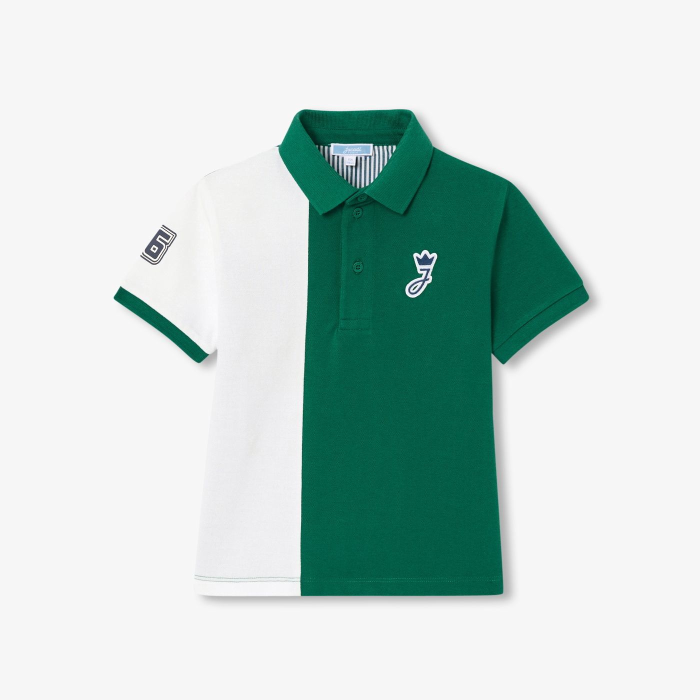 Boy cotton piqué polo shirt - white/green